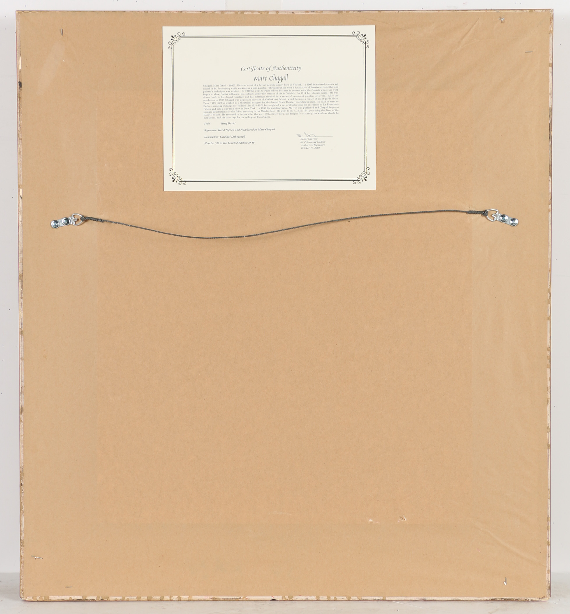 Marc Chagall Lithograph "King David"