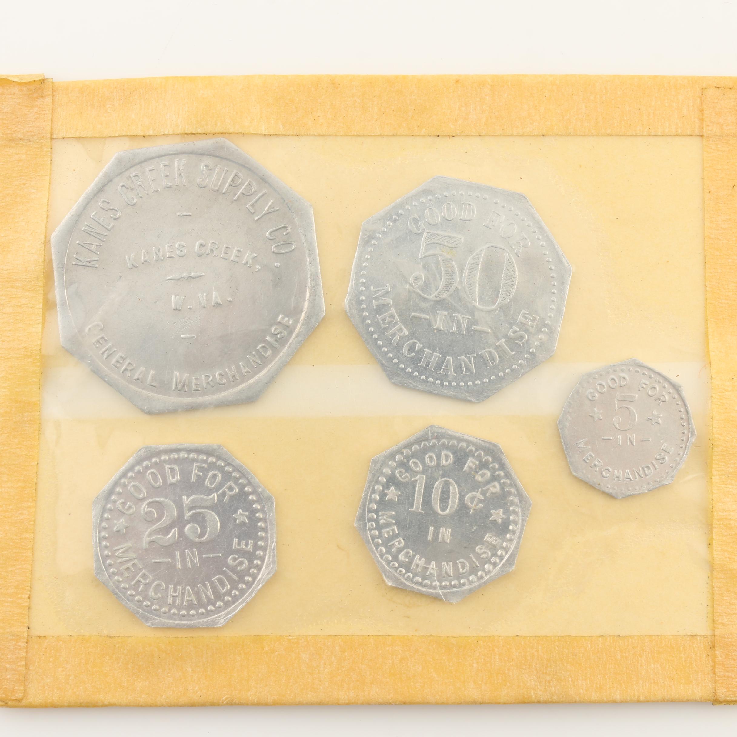 Group of Five Sets of Vintage Company Store Tokens