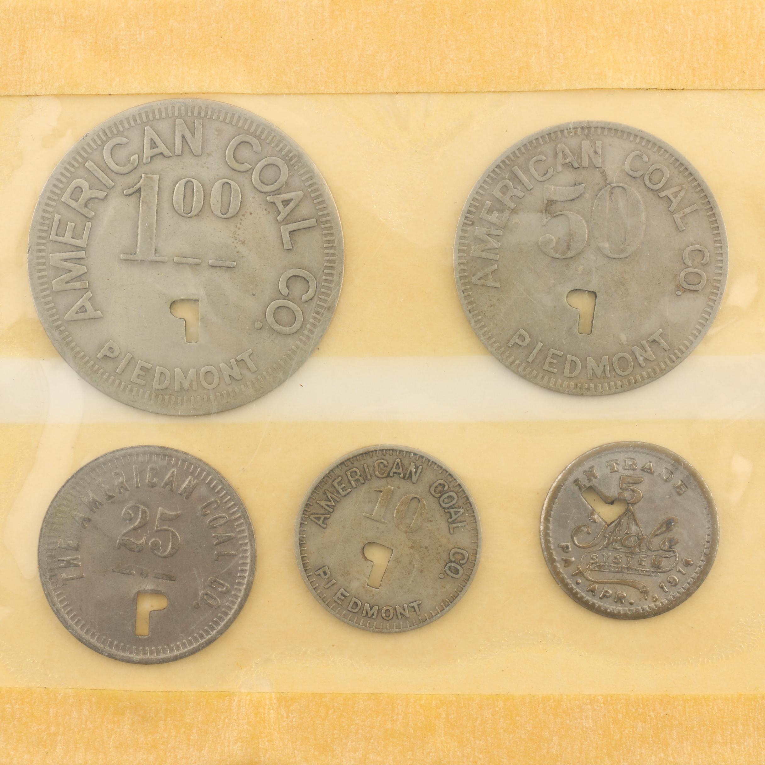 Group of Five Sets of Vintage Company Store Tokens