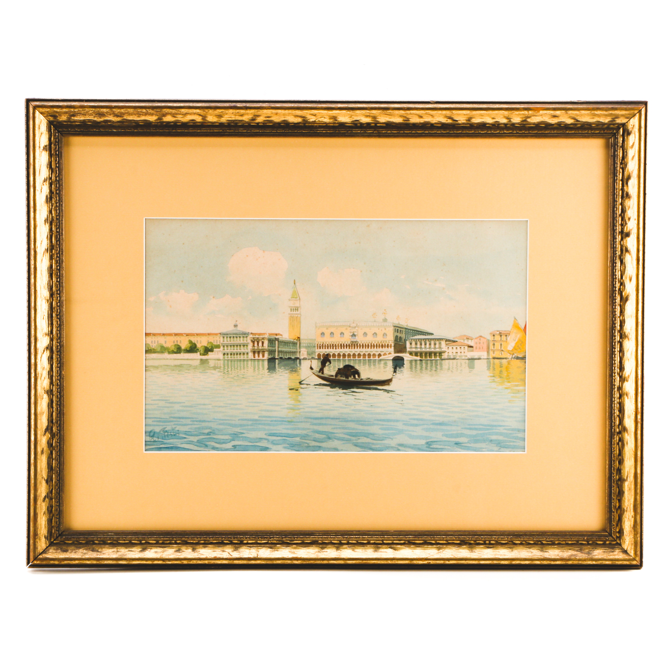 A. Presti Antique Watercolor Painting of Venice, Italy