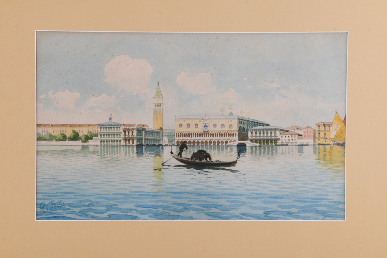 A. Presti Antique Watercolor Painting of Venice, Italy