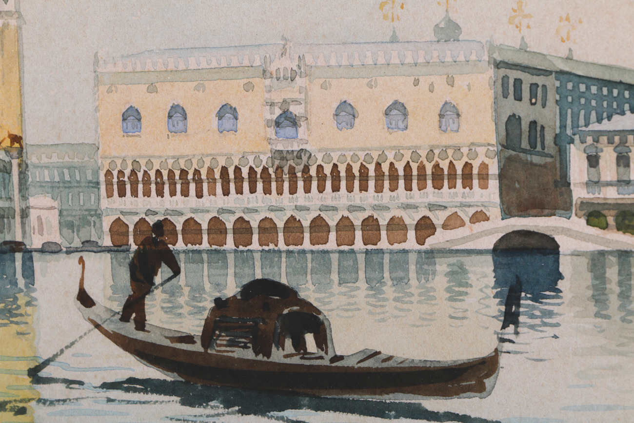 A. Presti Antique Watercolor Painting of Venice, Italy