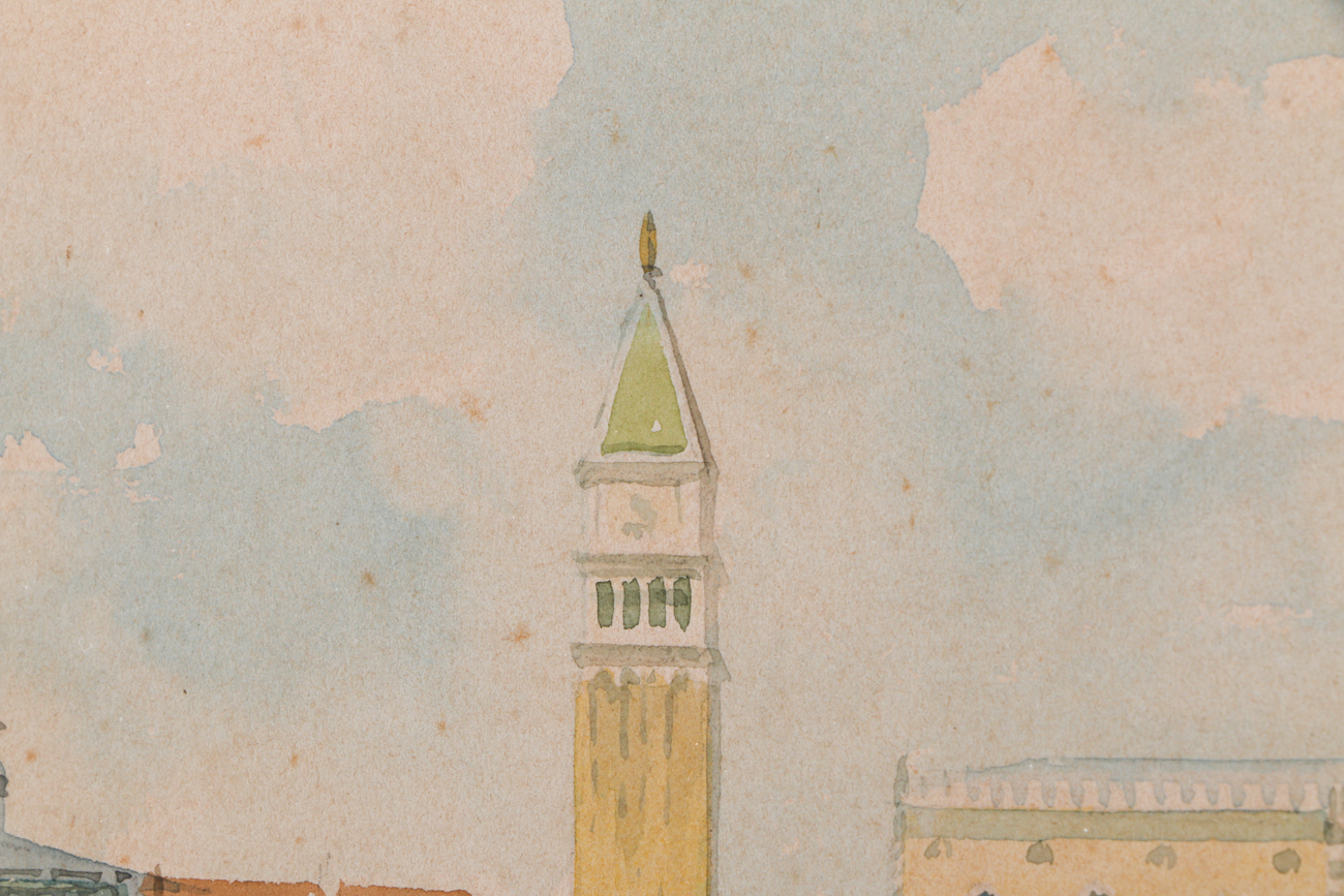 A. Presti Antique Watercolor Painting of Venice, Italy