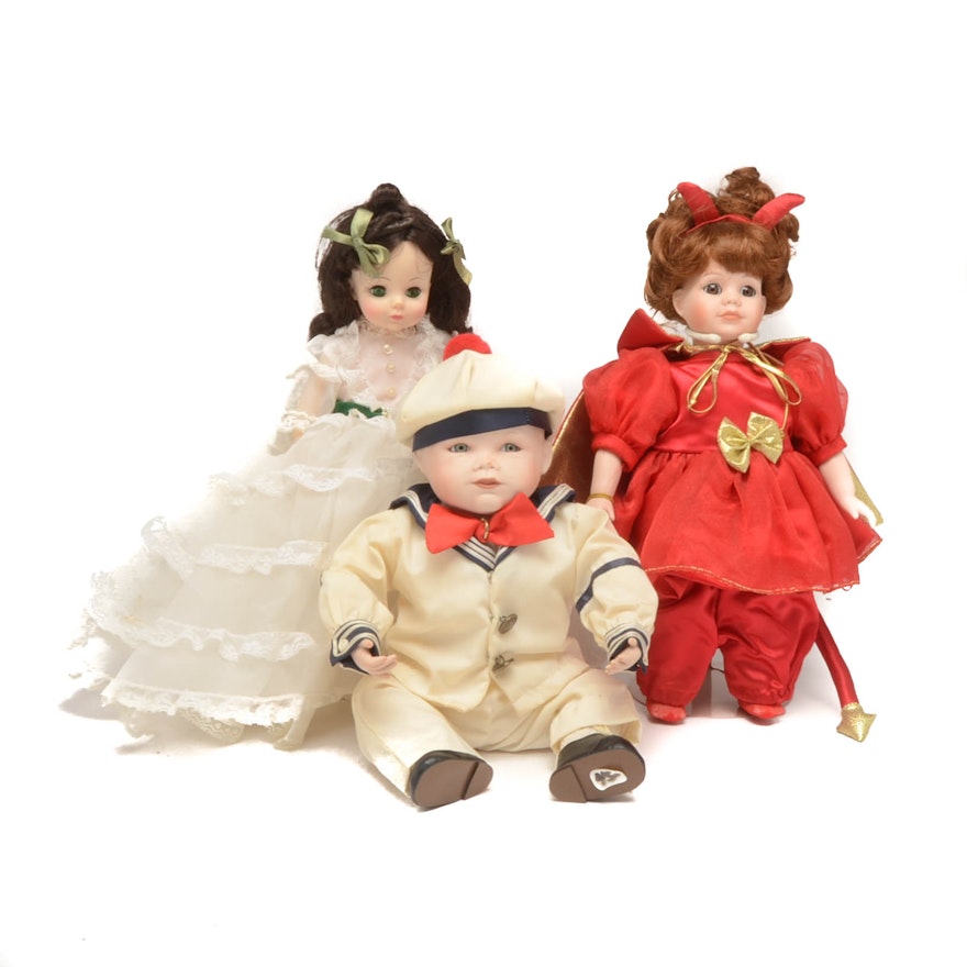 Group of Porcelain Dolls including Goebel and Madame Alexander