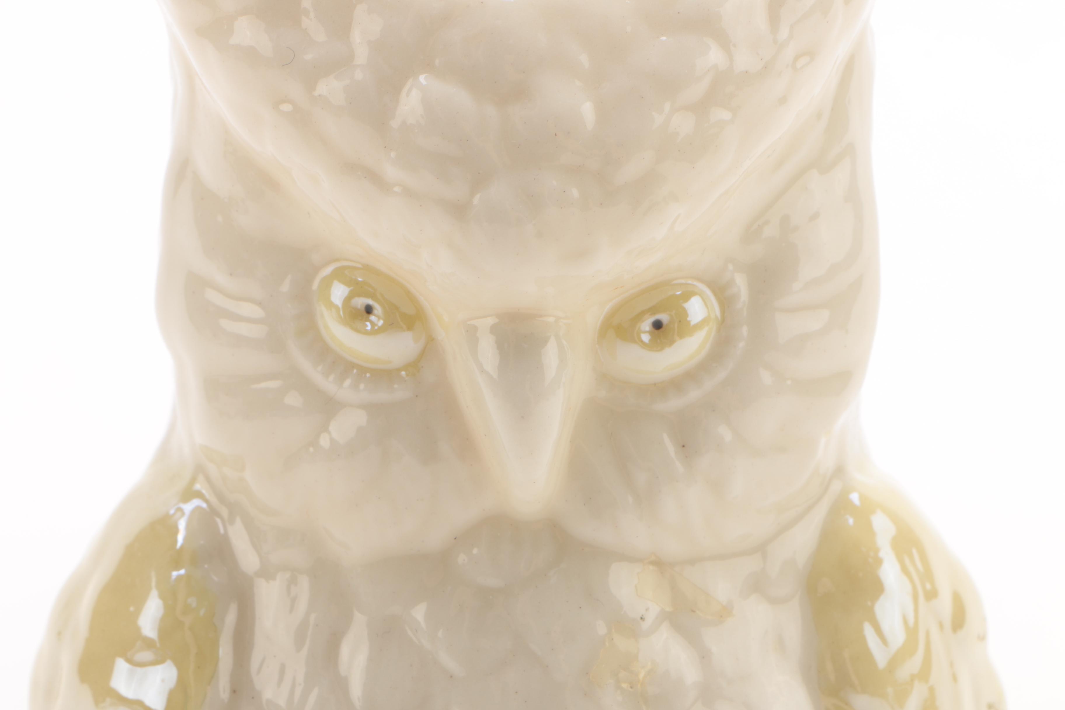 Belleek Porcelain Owl Vase
