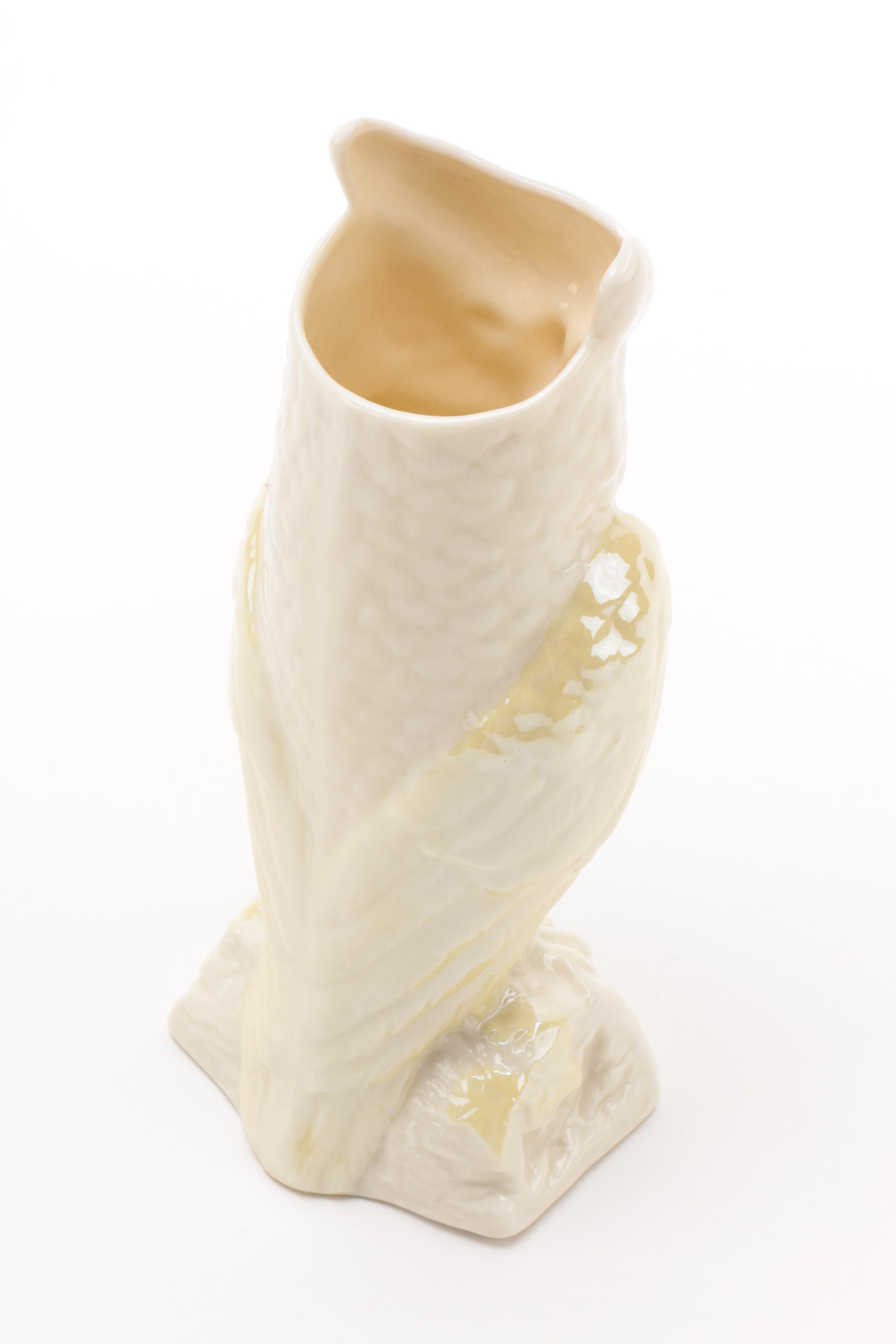 Belleek Porcelain Owl Vase