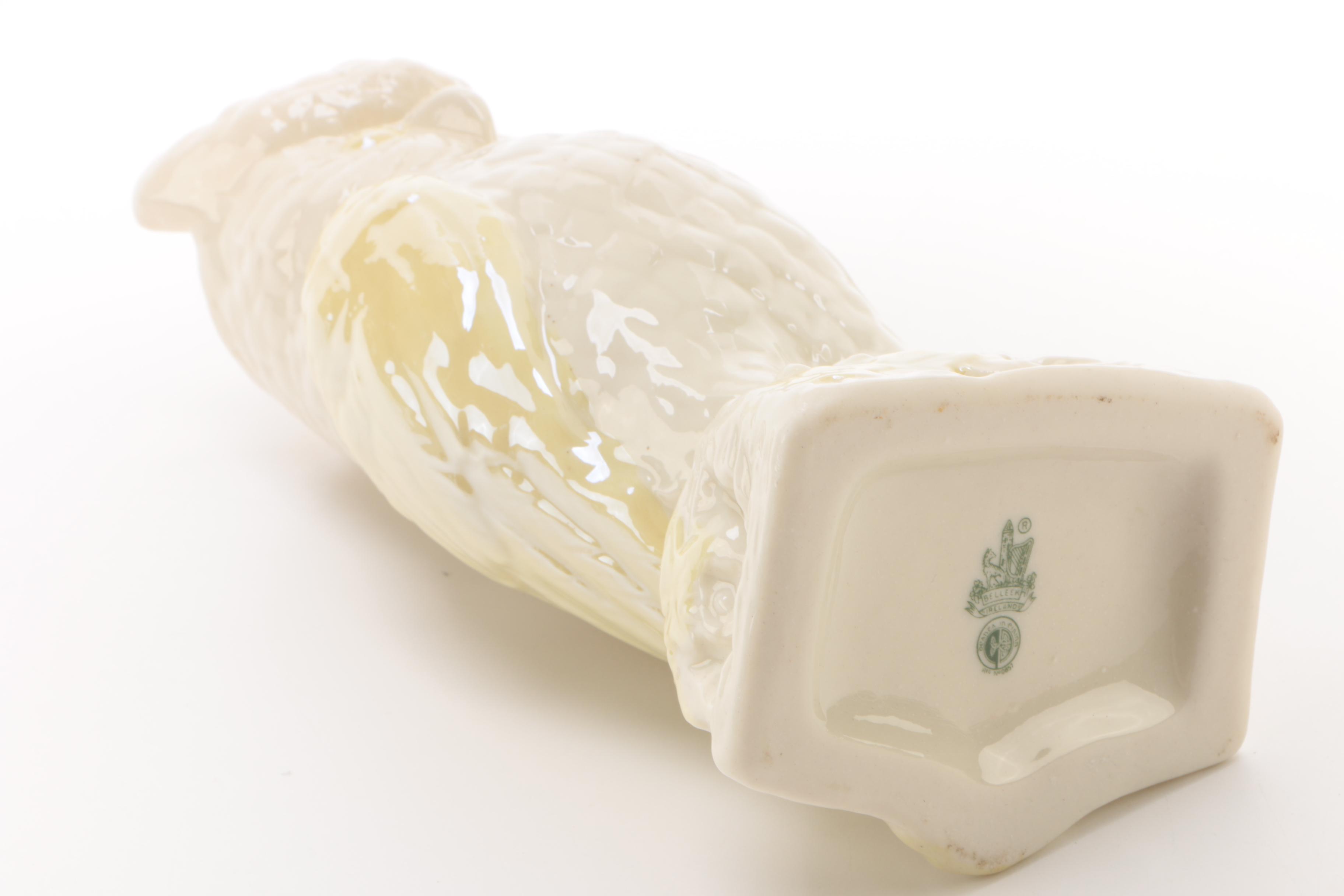 Belleek Porcelain Owl Vase