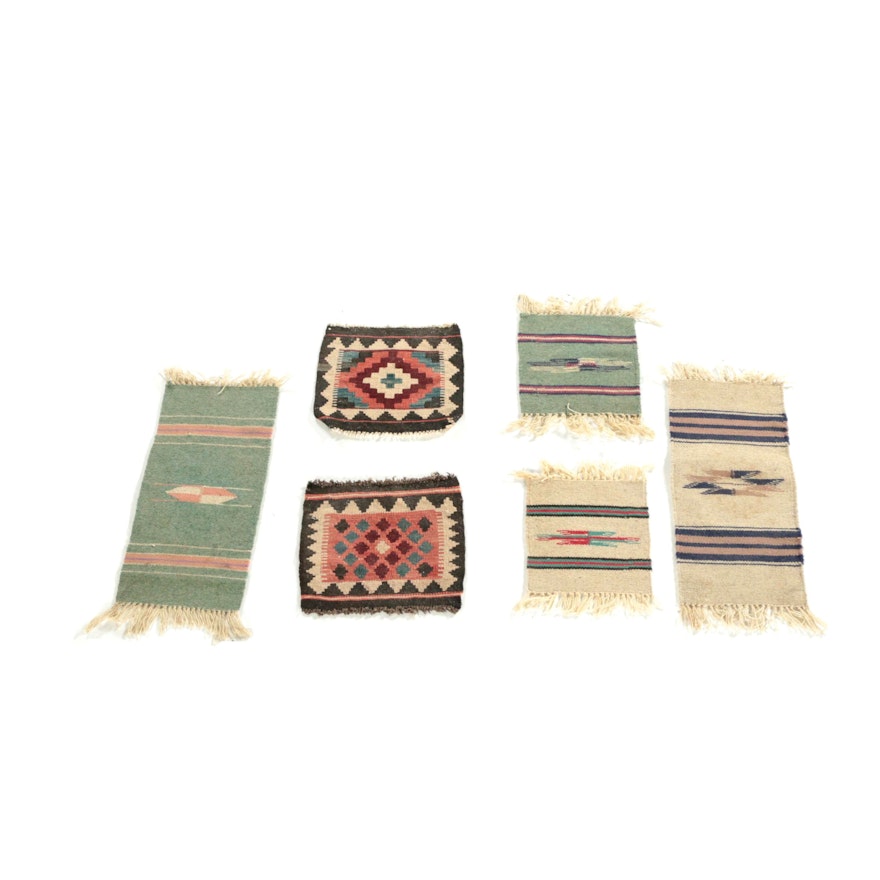 Handwoven Mexican Flatweave and Turkish Kilim Wool Textiles