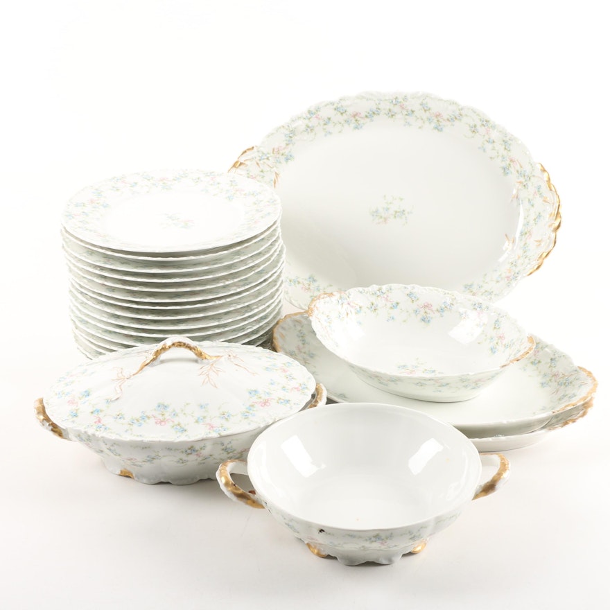 Antique Theodore Haviland Limoges "Rosanne" Porcelain Dinnerware Circa 1903