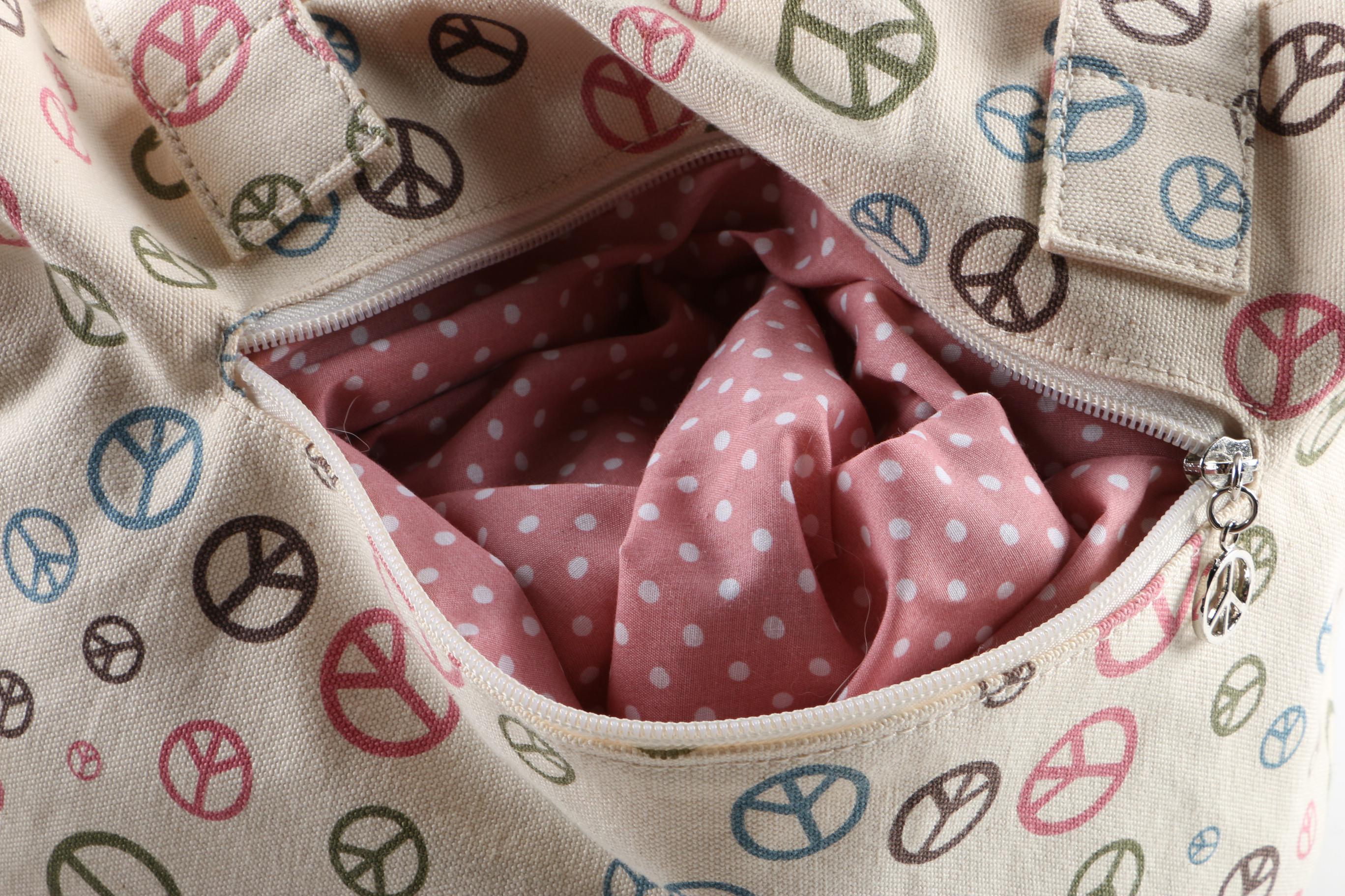 Raviani Collection Dog Motif and Bungalow 360 Peace Sign Motif Tote Bags