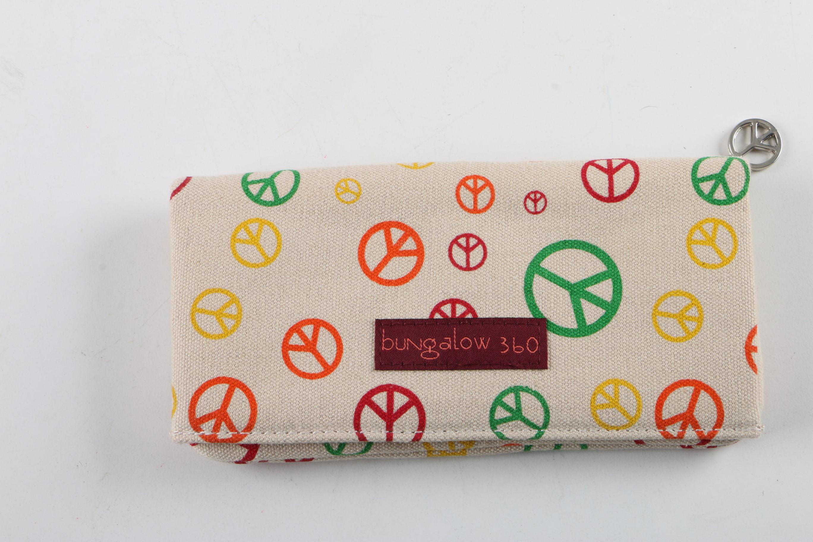 Raviani Collection Dog Motif and Bungalow 360 Peace Sign Motif Tote Bags