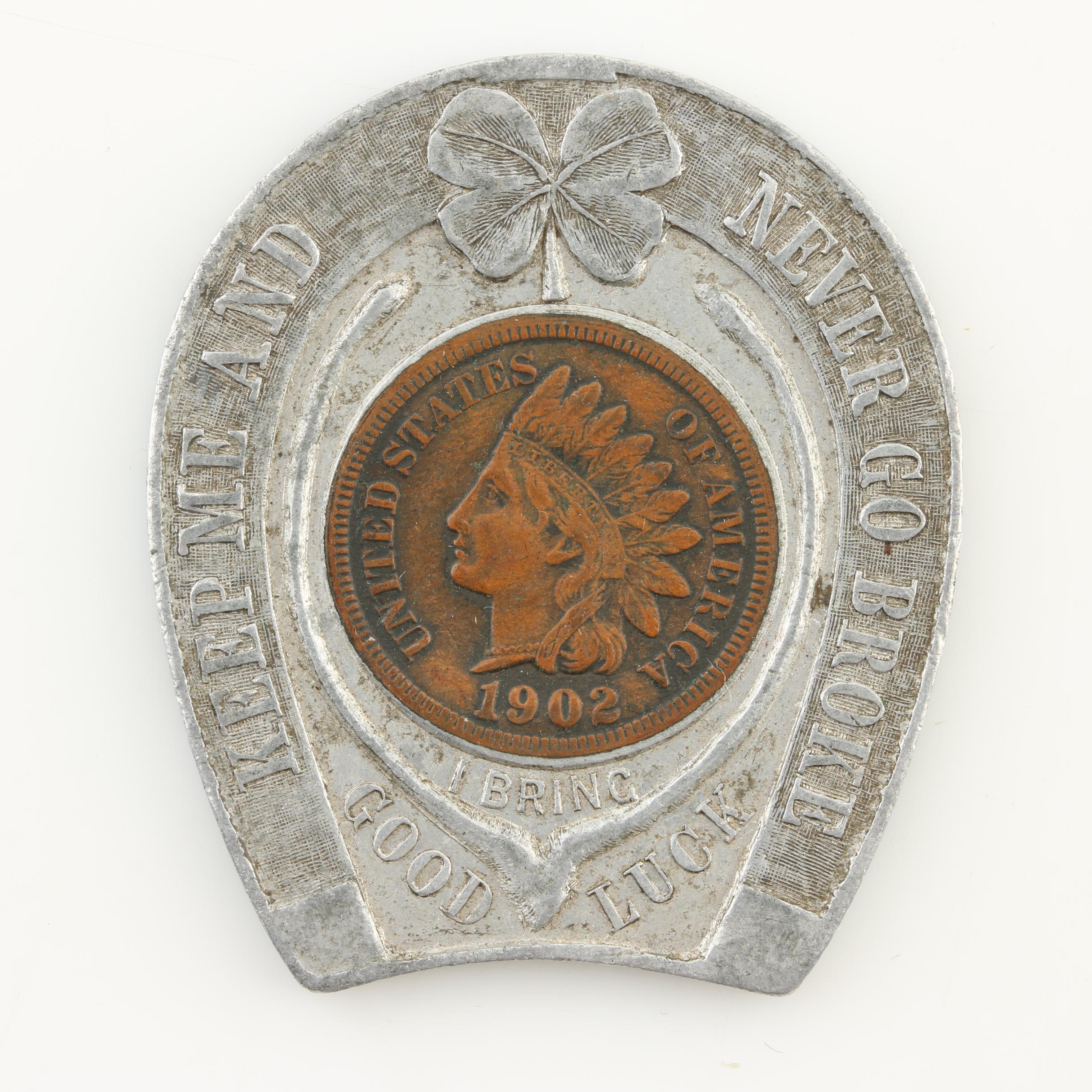 Six Indian Head and Lincoln Memorial "Good Luck" Novelty Cents