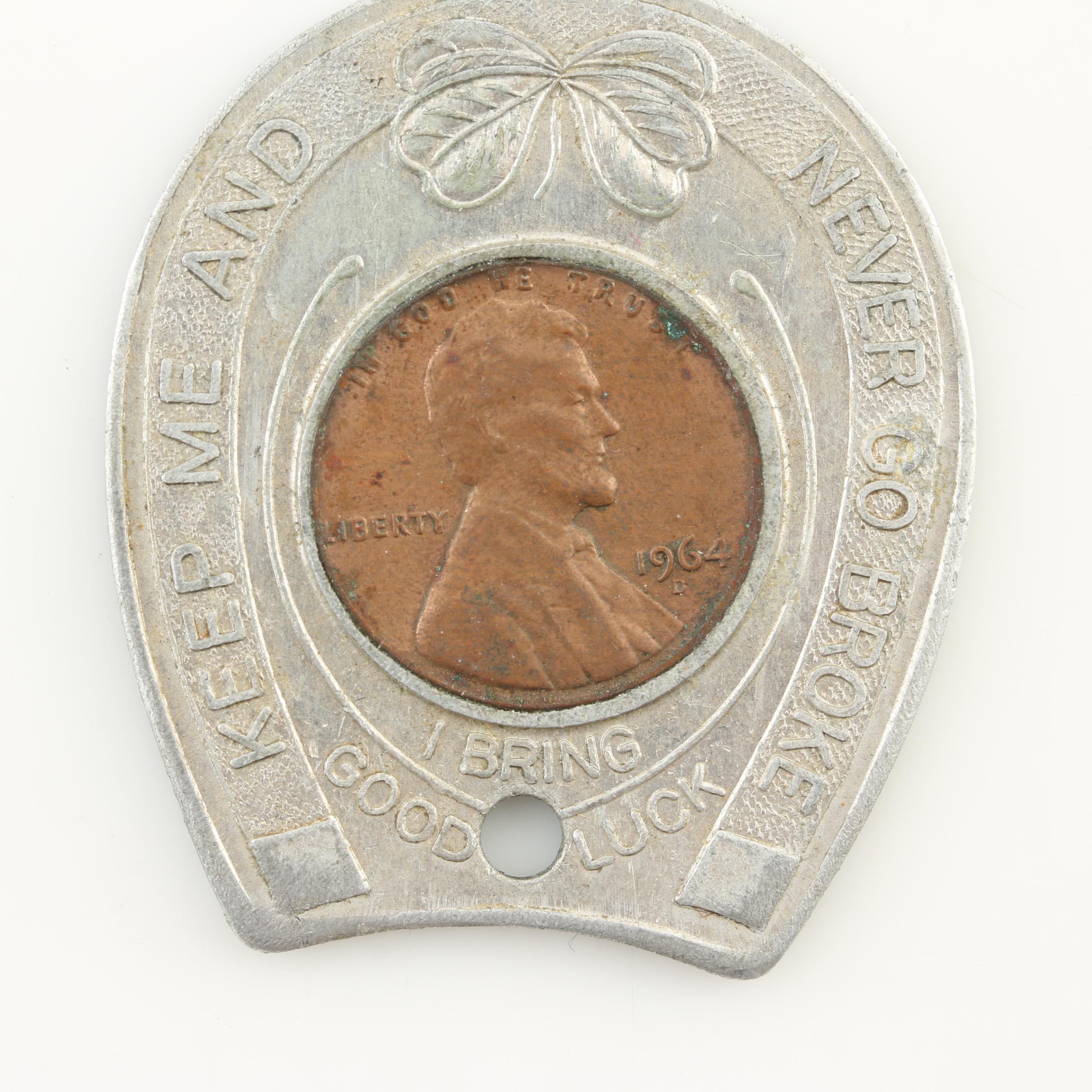 Six Indian Head and Lincoln Memorial "Good Luck" Novelty Cents