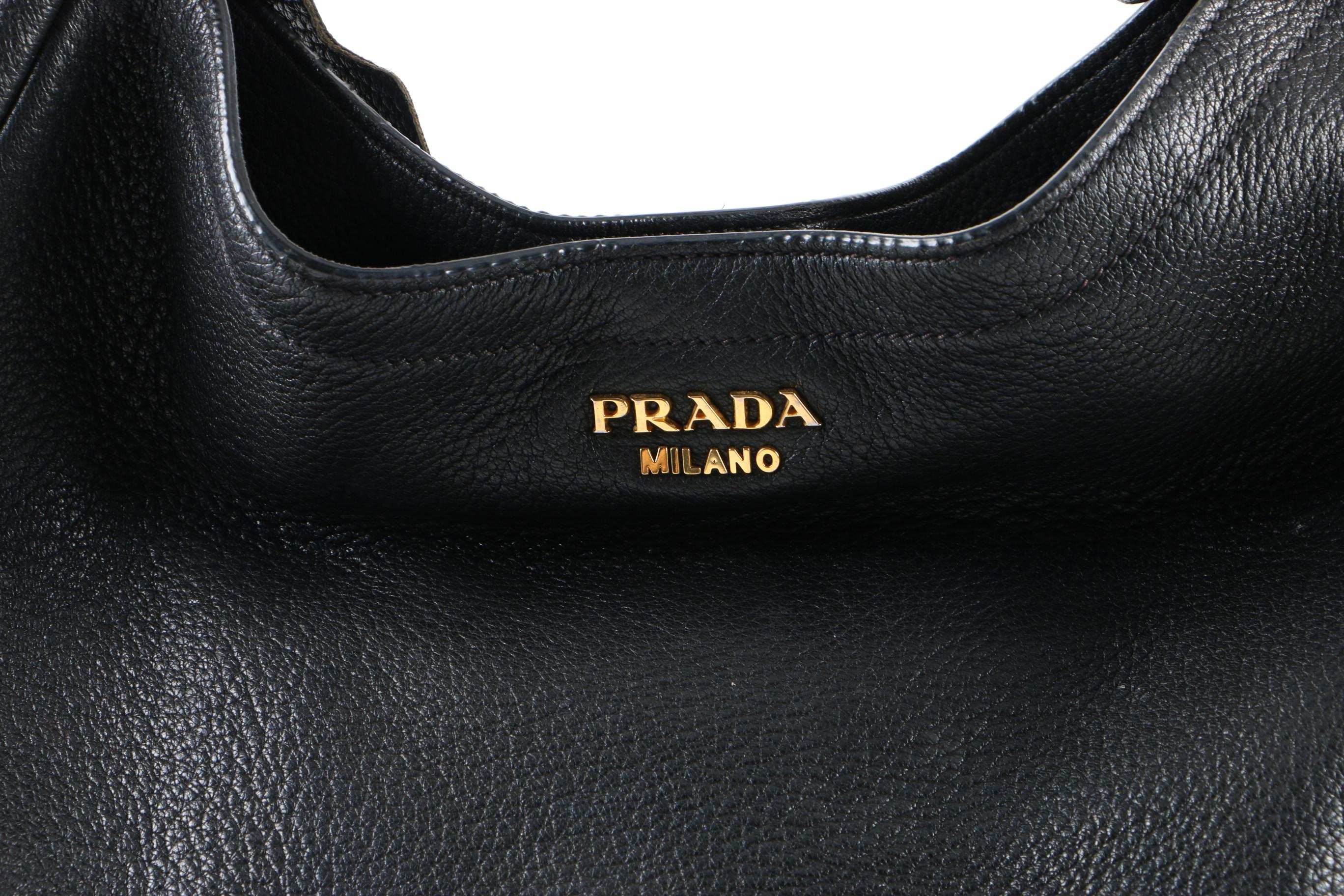 Prada Black Deerskin Leather Hobo Bag