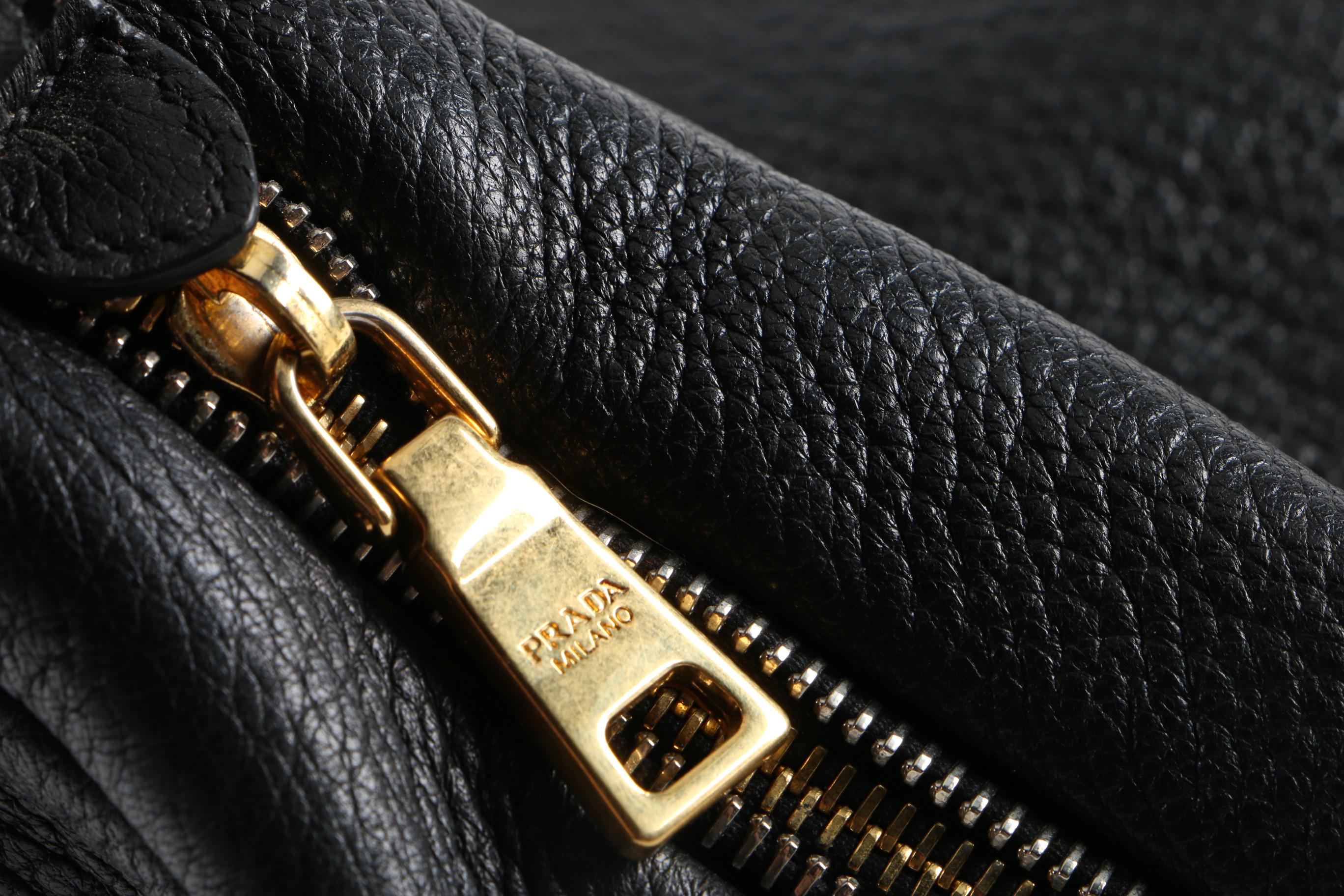 Prada Black Deerskin Leather Hobo Bag