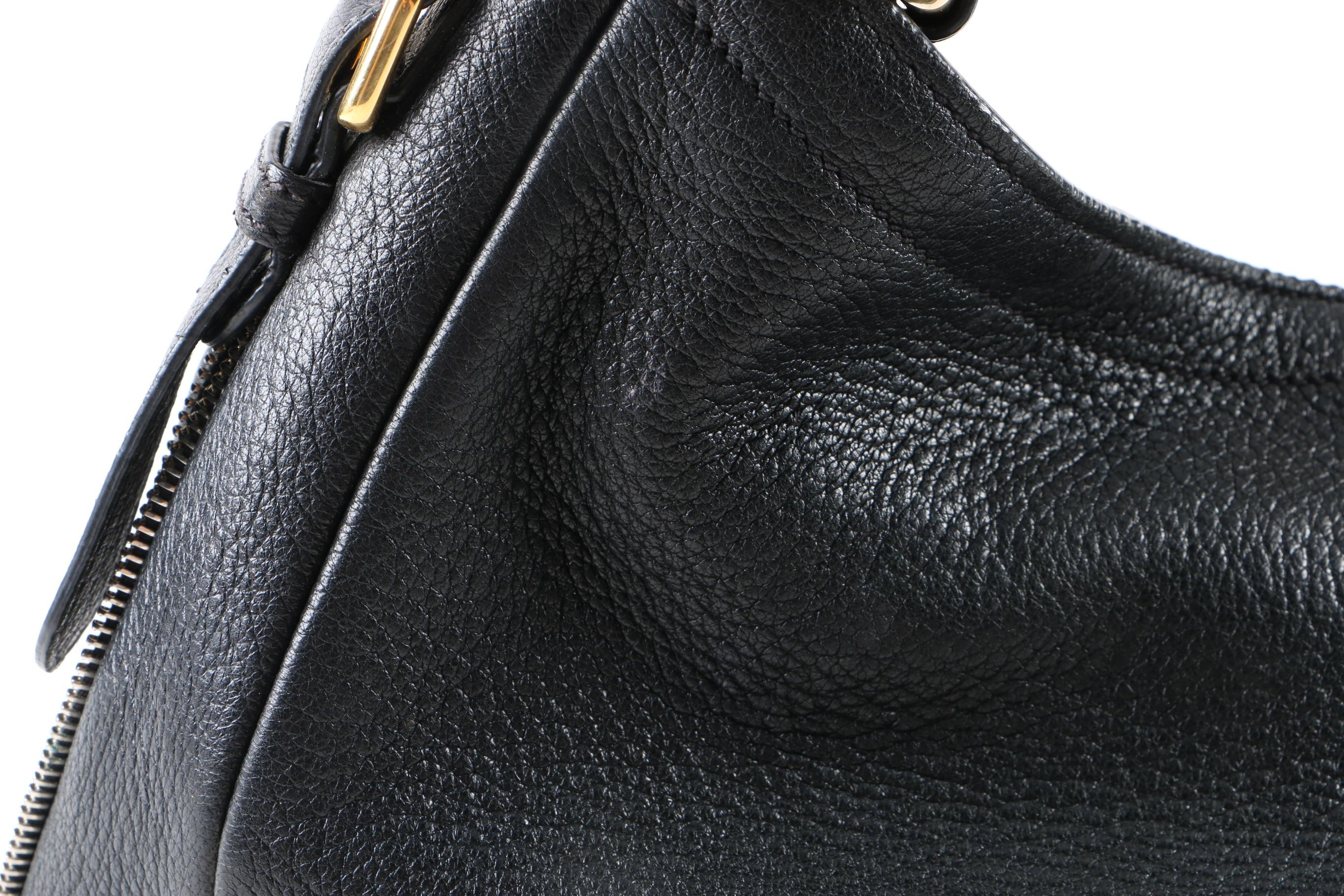 Prada Black Deerskin Leather Hobo Bag