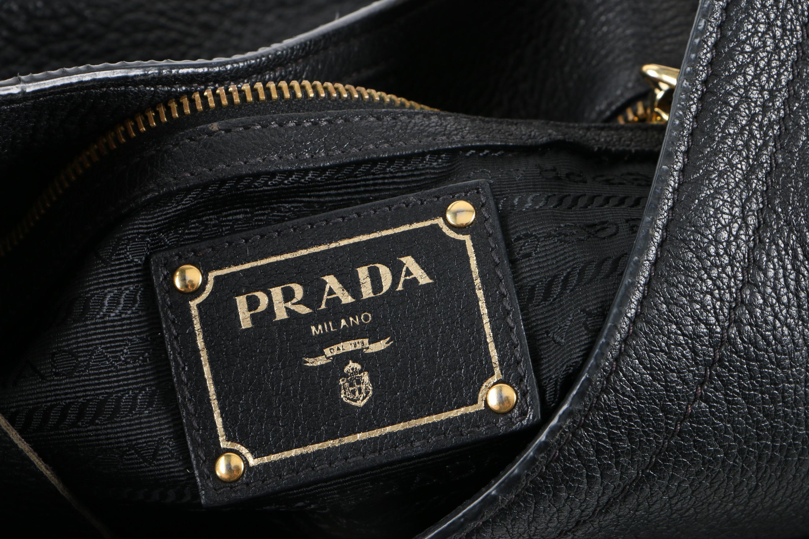 Prada Black Deerskin Leather Hobo Bag