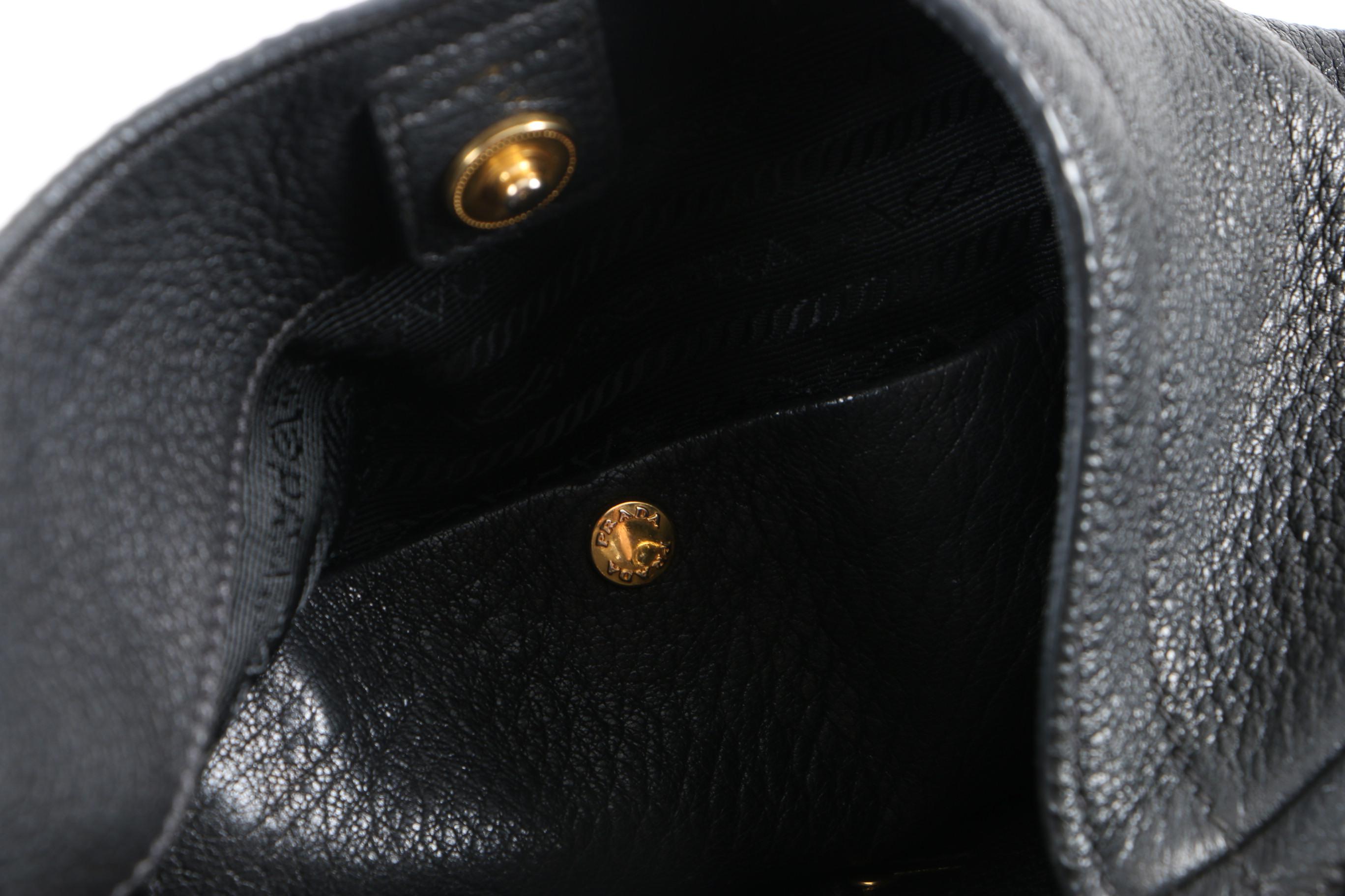 Prada Black Deerskin Leather Hobo Bag