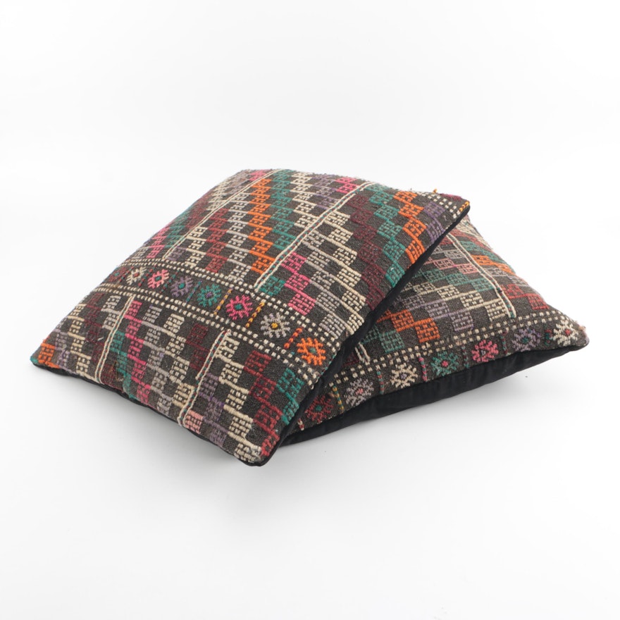 Multicolored Embroidered Throw Pillows