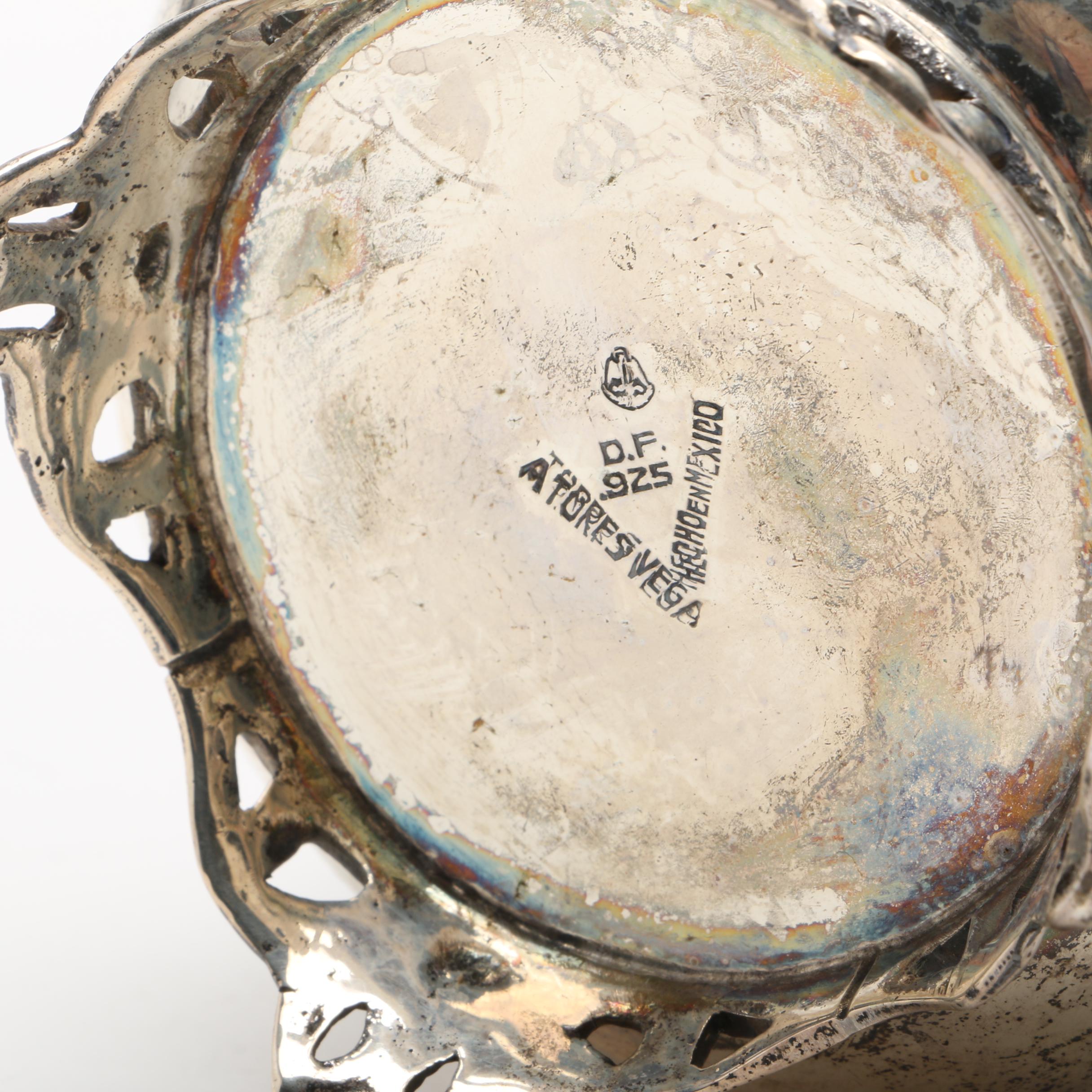 Wallace Sterling and Glass Bowl with Sterling Brandy Warmer and Vase