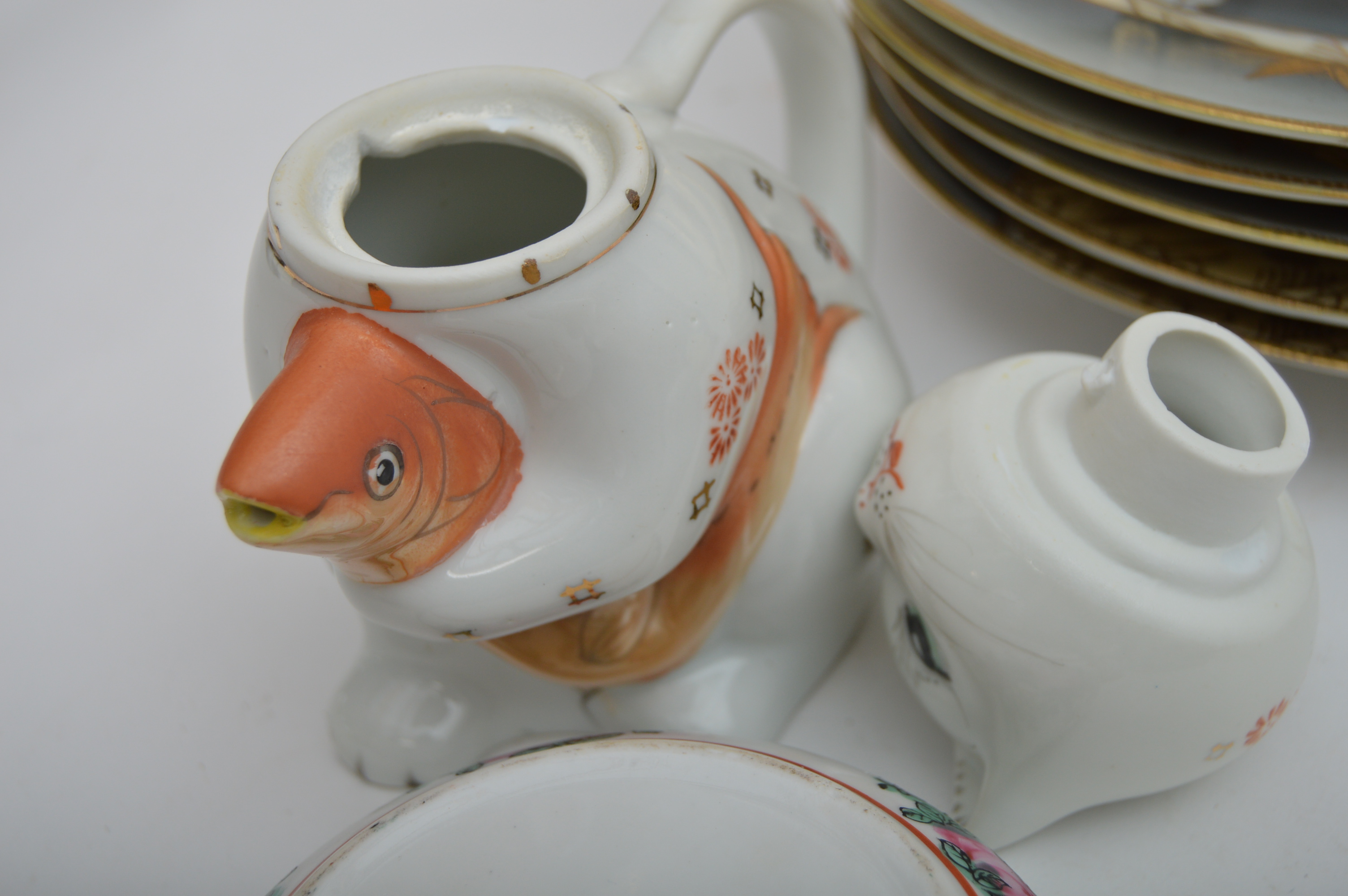 Japanese Porcelain with Cat Creamer