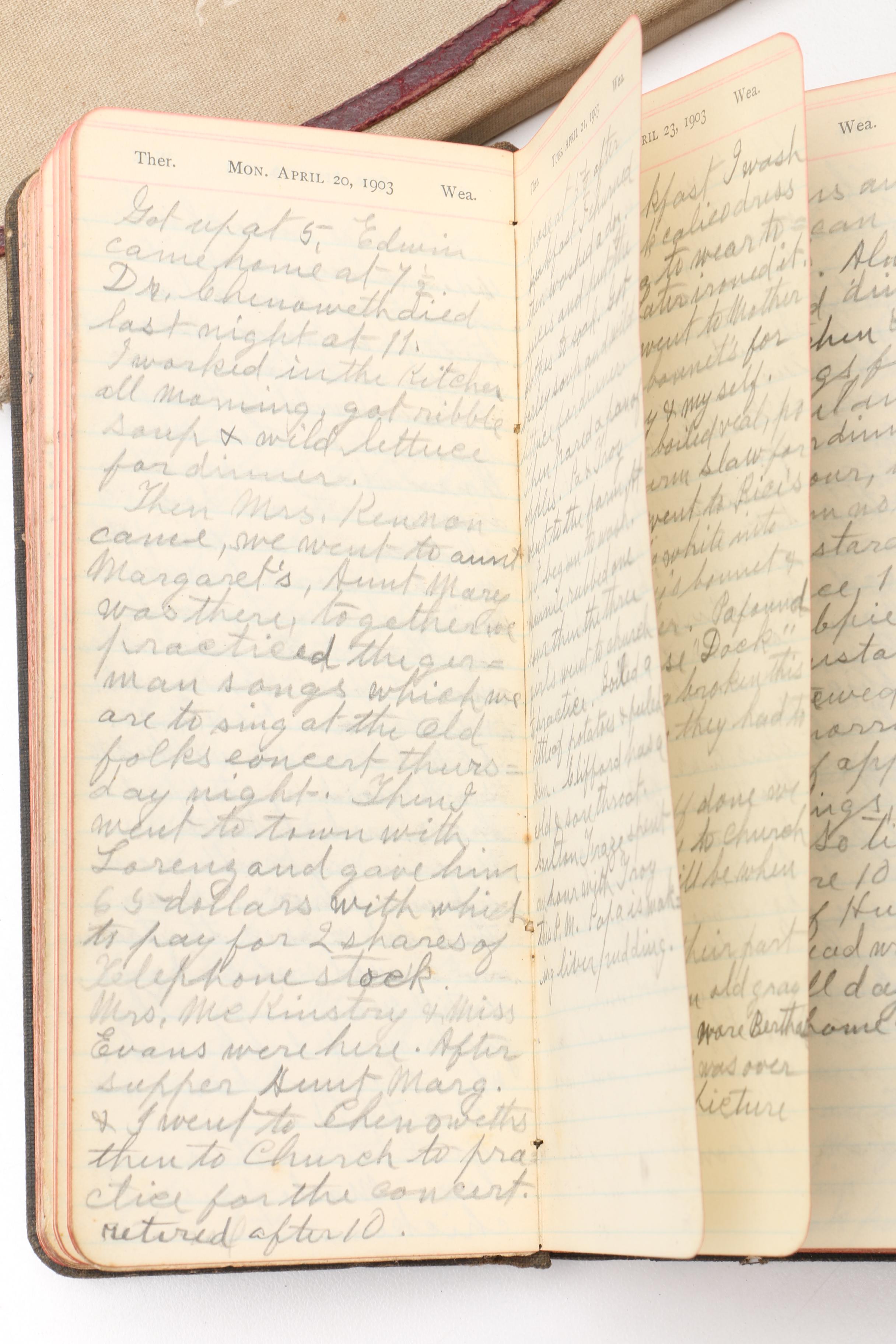 Early 1900s Standard Diaries with Personal Notes and Inscriptions
