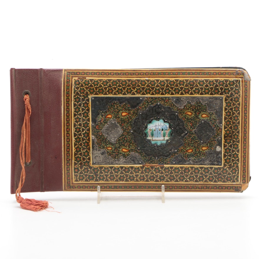 Vintage Persian Qajar Lacquer and Wood Photo Album