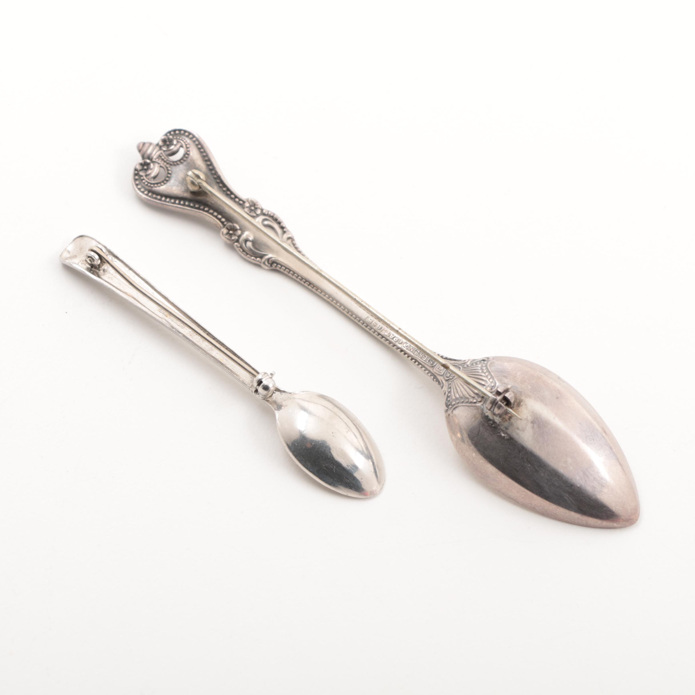 Watson and Towle Sterling Silver Demitasse Spoon Brooches
