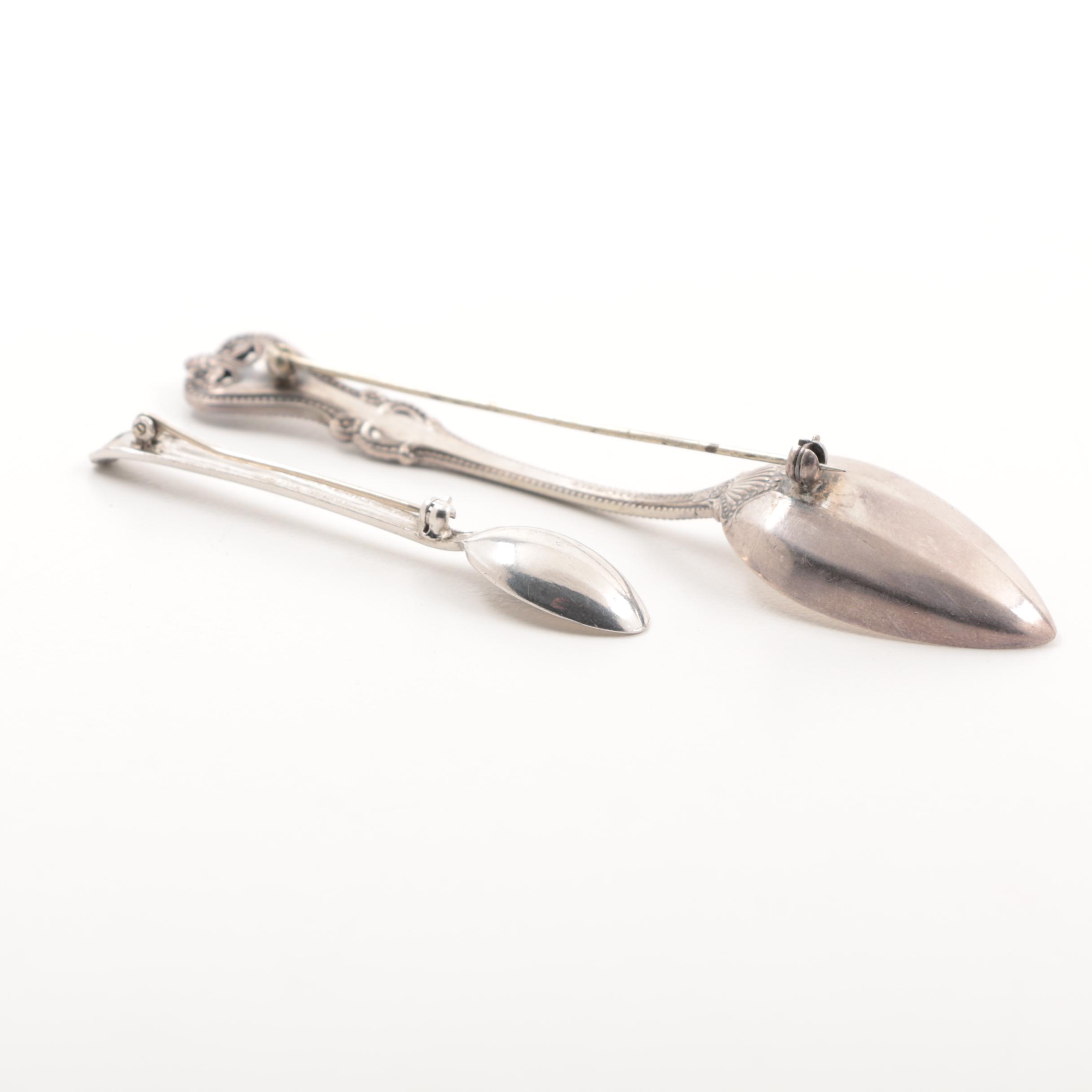 Watson and Towle Sterling Silver Demitasse Spoon Brooches
