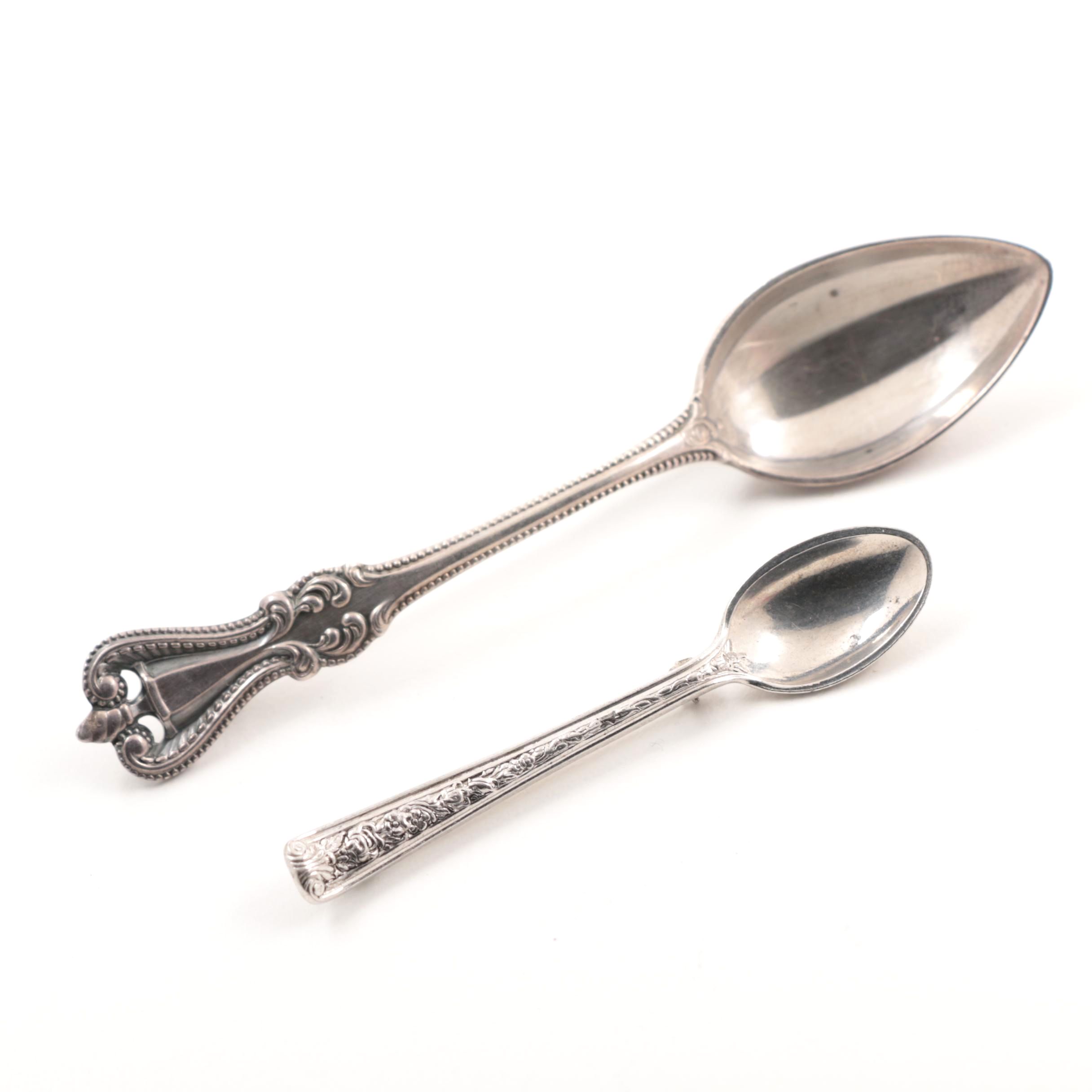 Watson and Towle Sterling Silver Demitasse Spoon Brooches