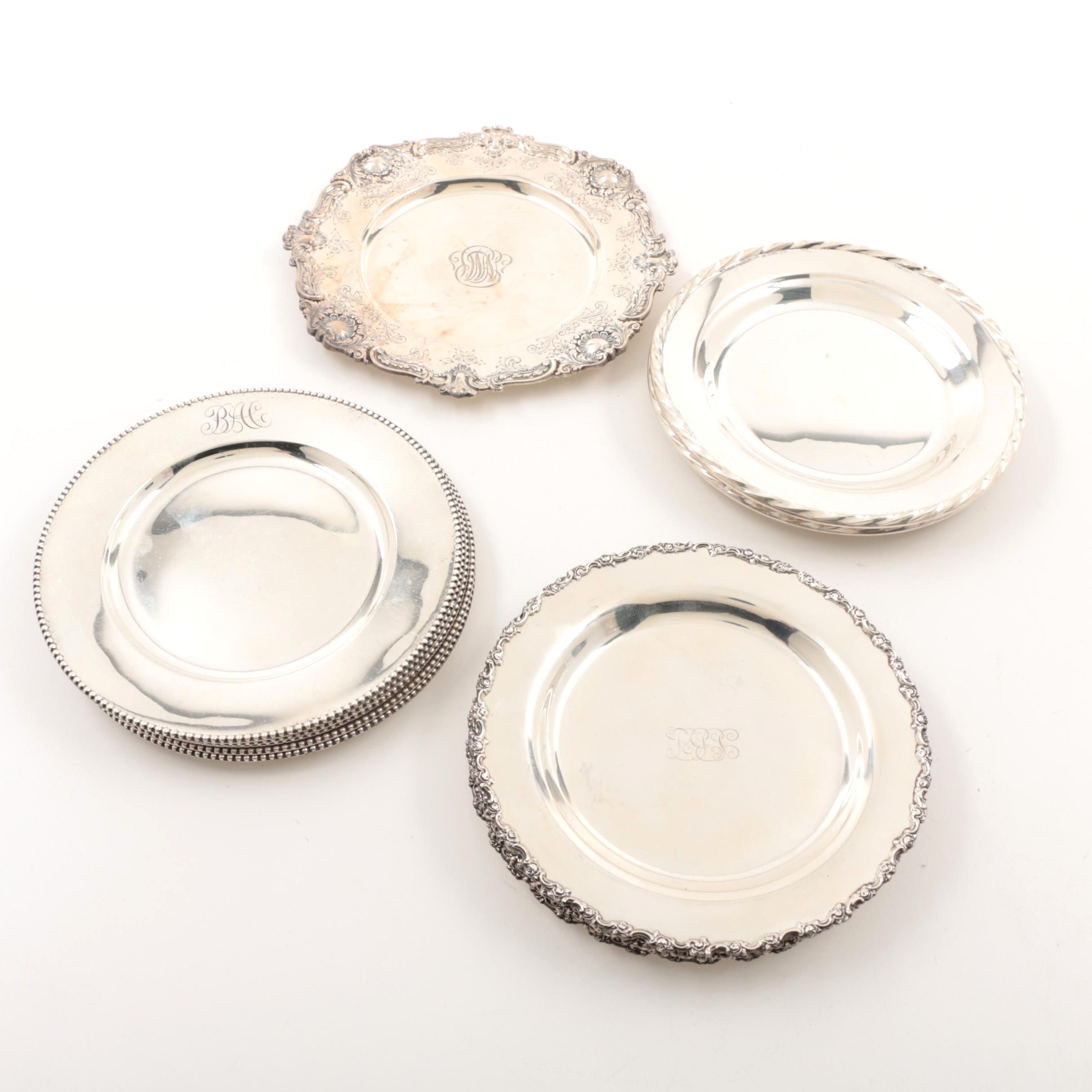 Sterling Silver Plates Including Towle, Gorham, and Shreve  Co.