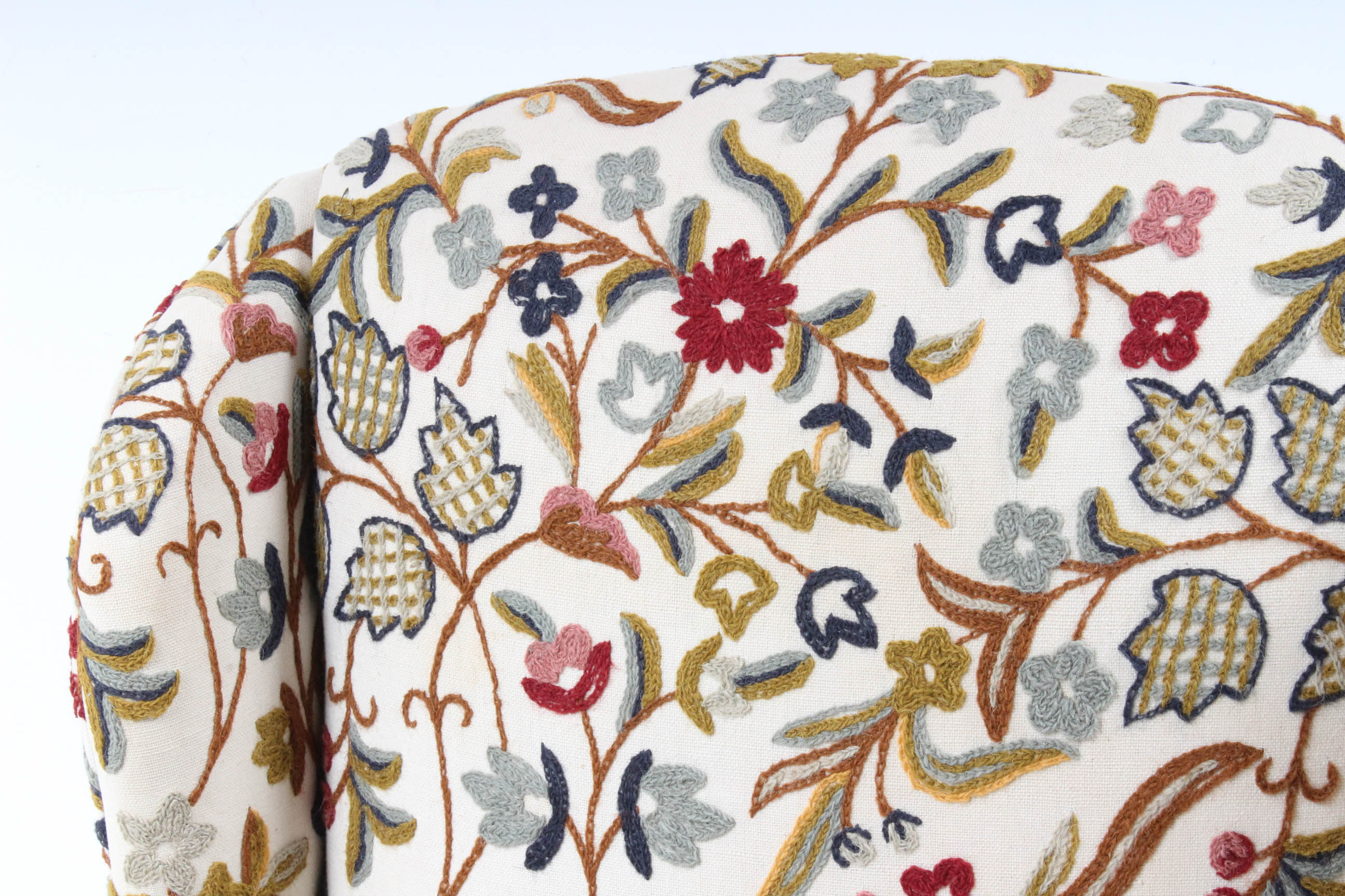 Ethan Allen Crewel Upholstered Wingback Chair