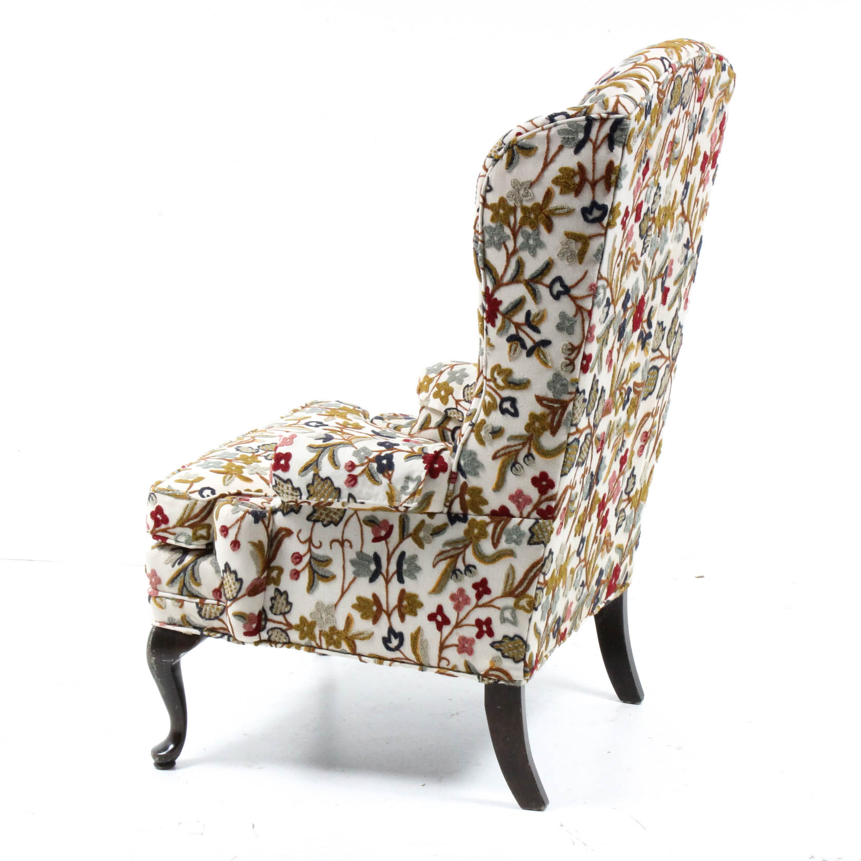 Ethan Allen Crewel Upholstered Wingback Chair