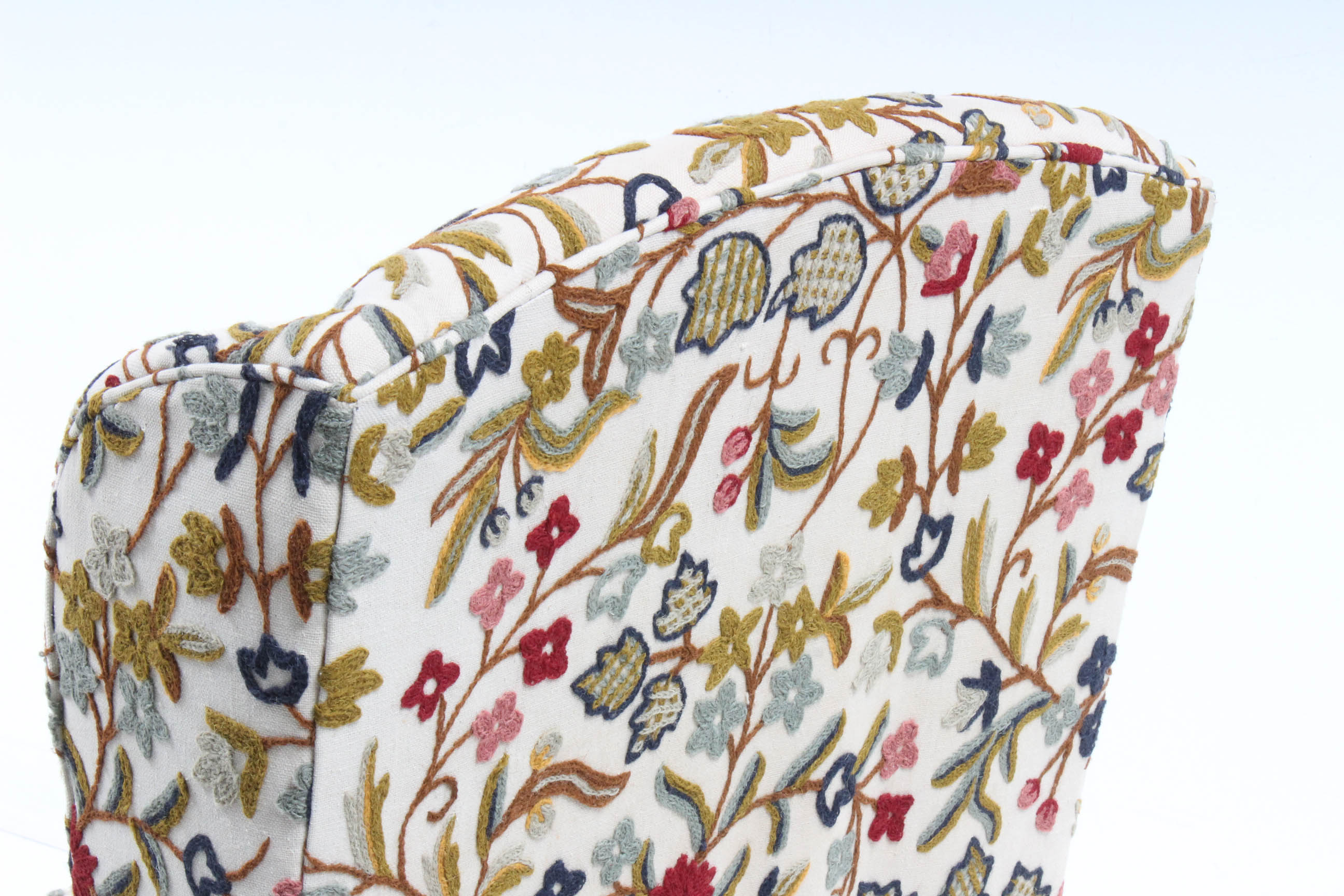 Ethan Allen Crewel Upholstered Wingback Chair