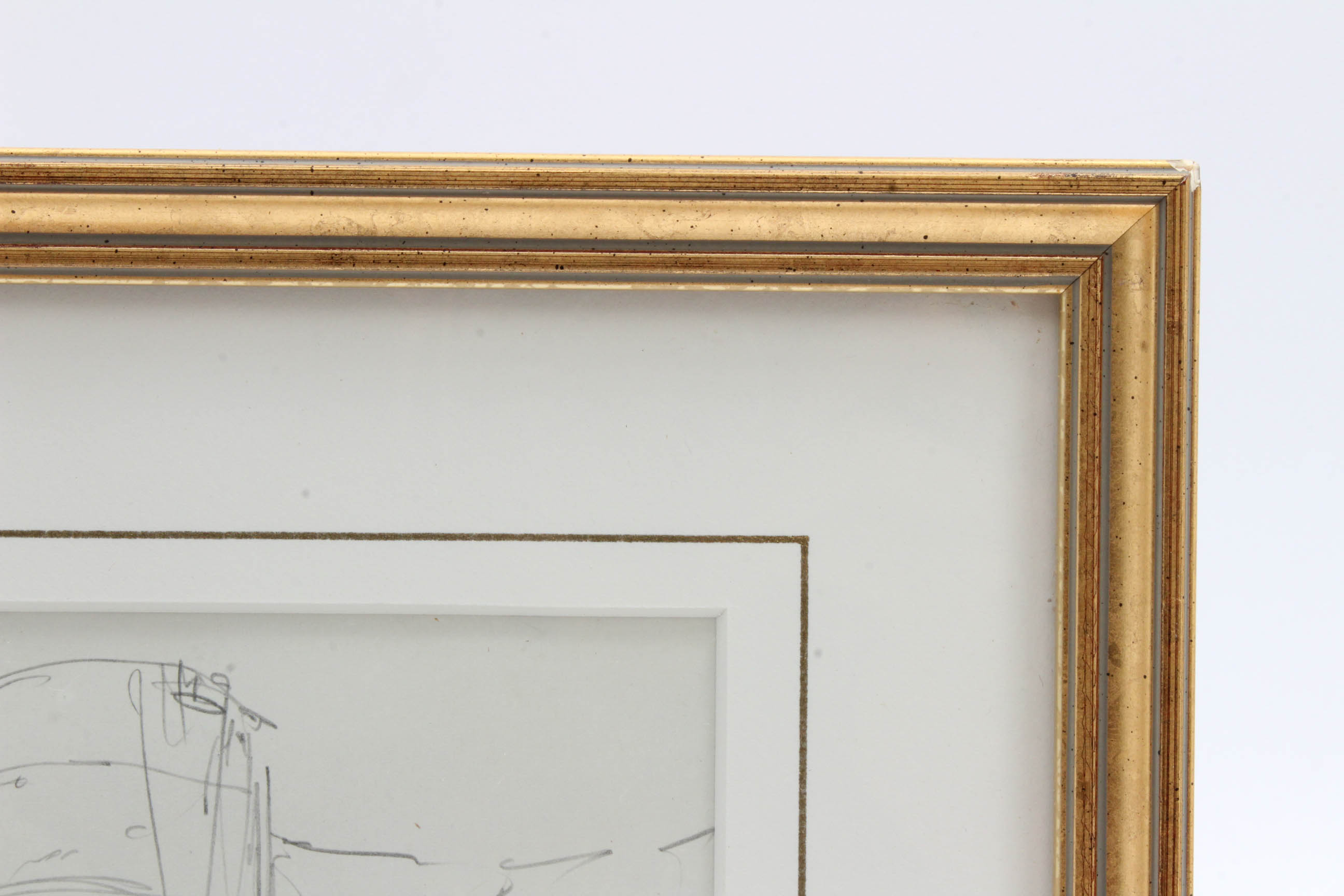 1959 Ohio Artist Leslie Cope Sketch of Barn and Cattle