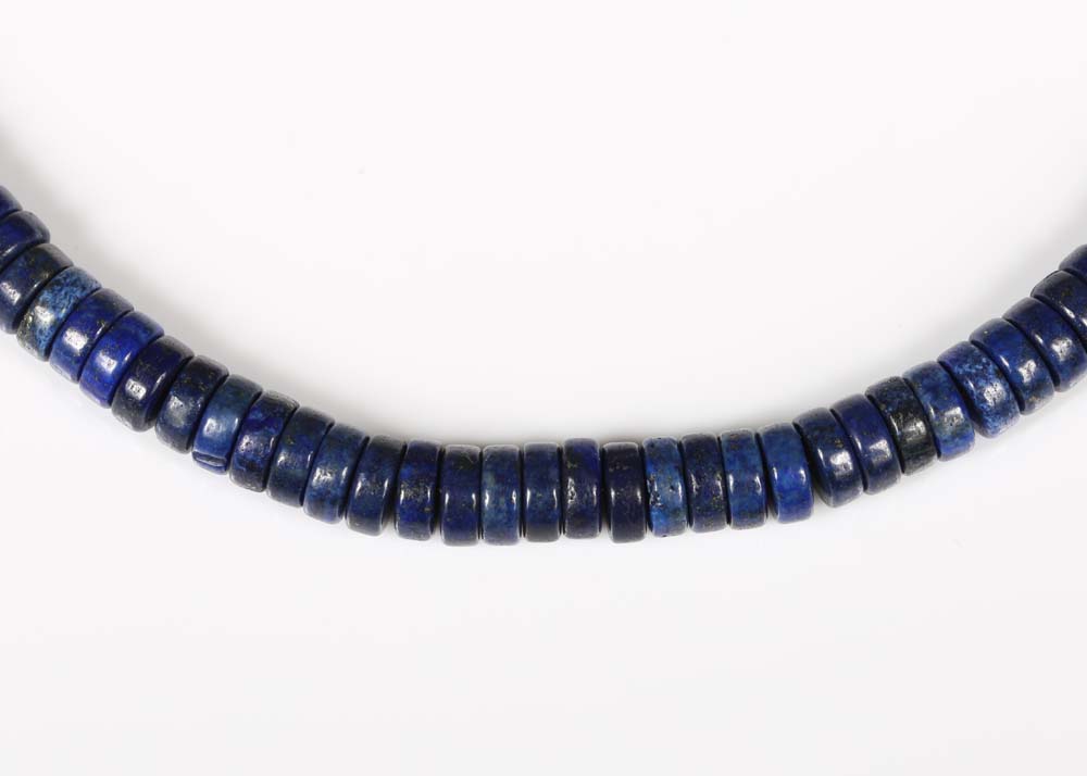 Sterling Silver and Lapis Lazuli Disc Bead Necklace