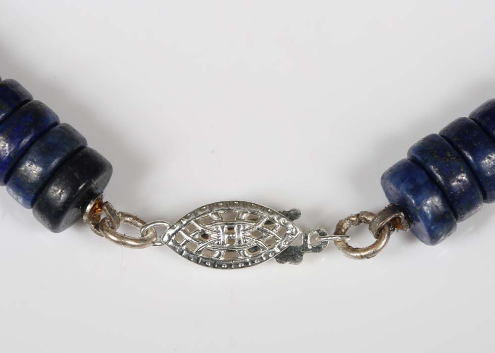 Sterling Silver and Lapis Lazuli Disc Bead Necklace