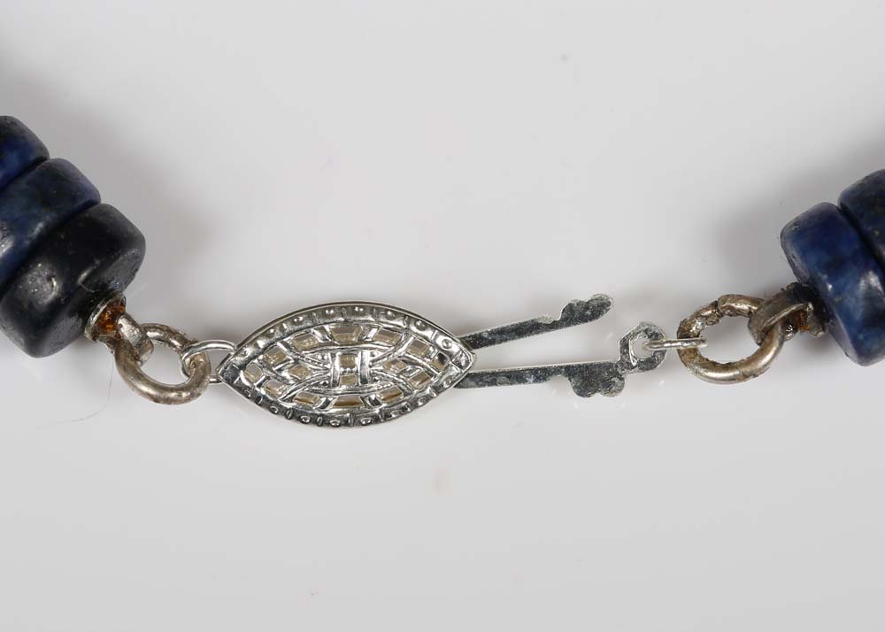 Sterling Silver and Lapis Lazuli Disc Bead Necklace