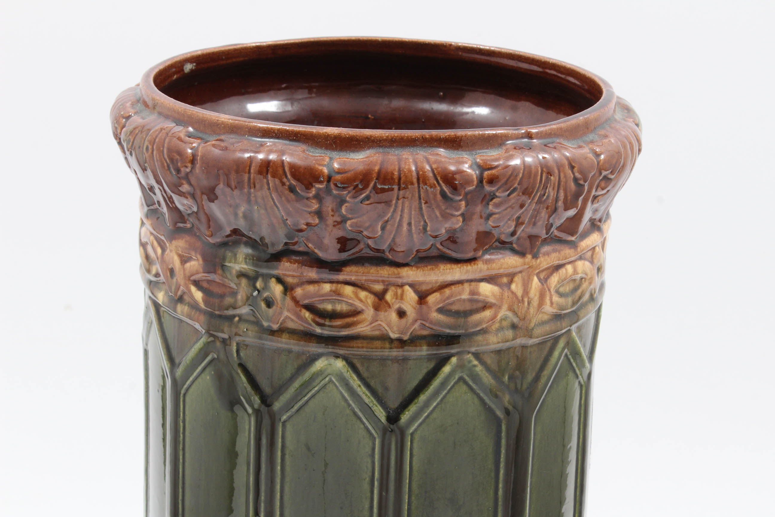 Vintage Majolica Art Pottery Umbrella Stand