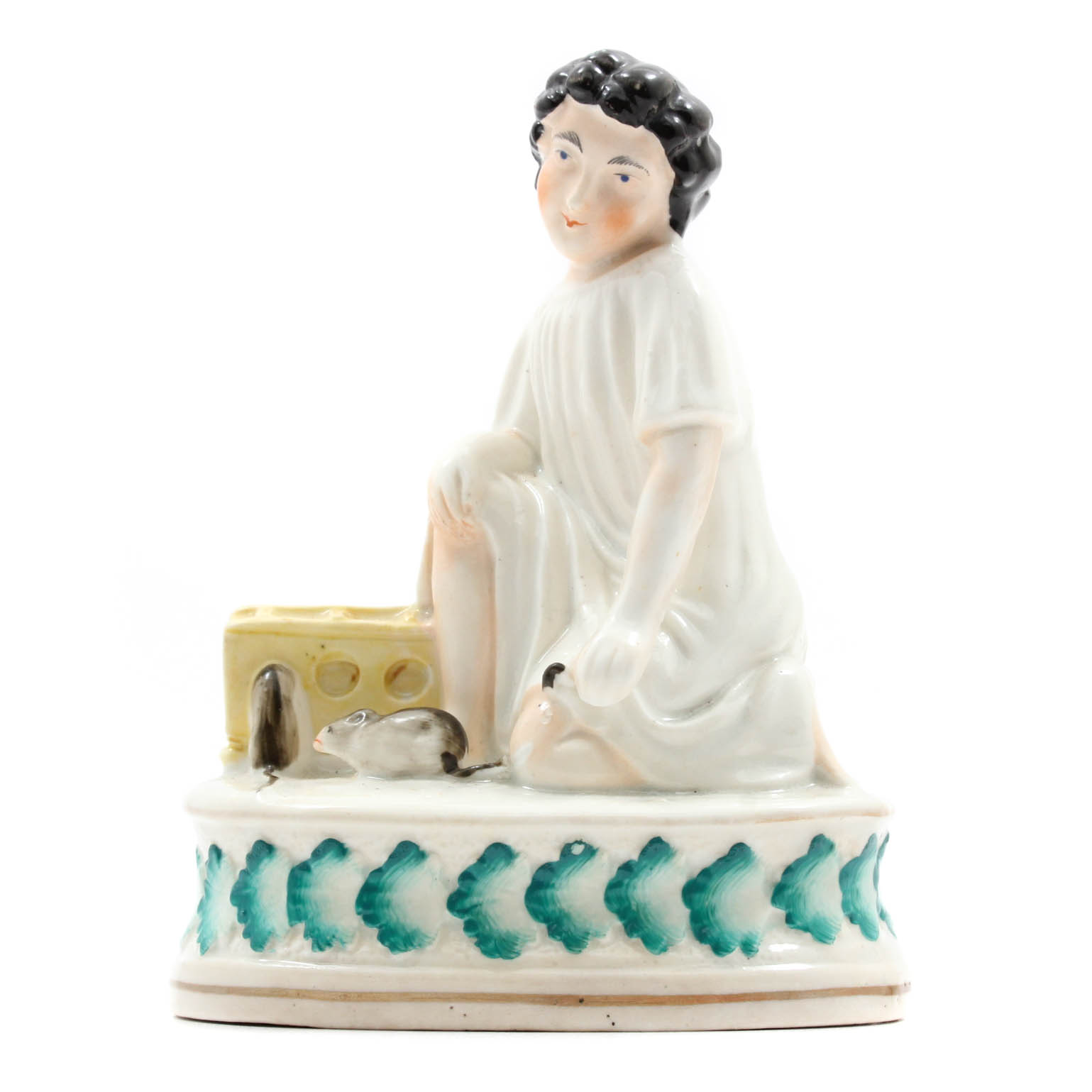 Circa 1865 Staffordshire Boy with Mousetrap and Mice