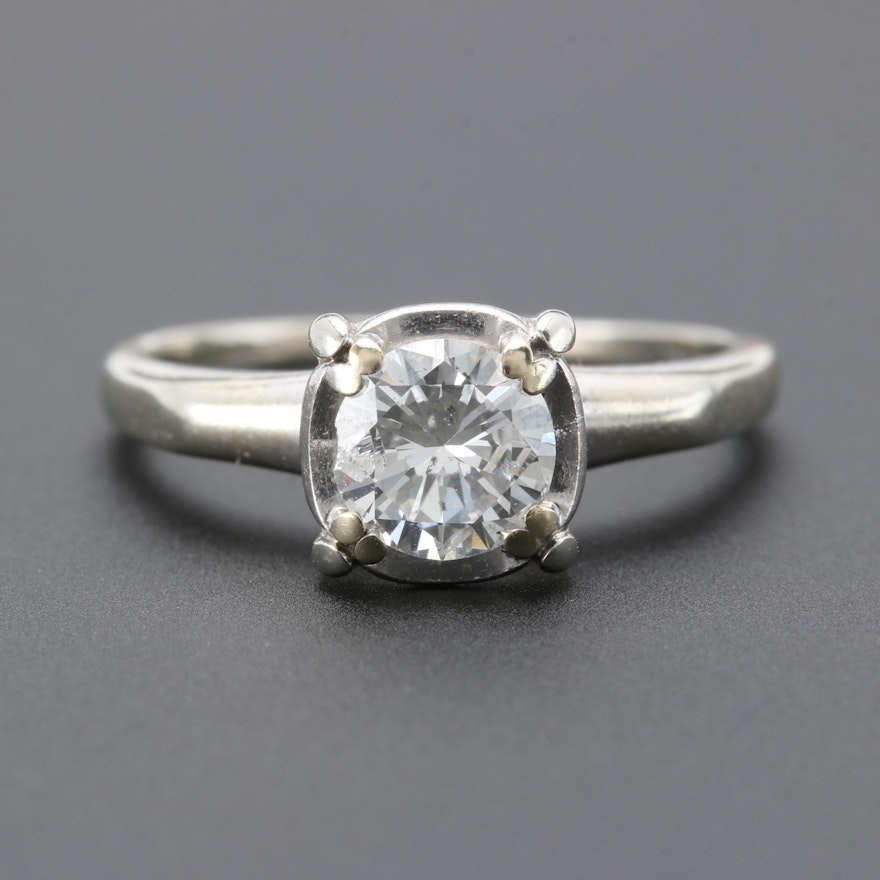 18K White Gold Solitaire Diamond Ring