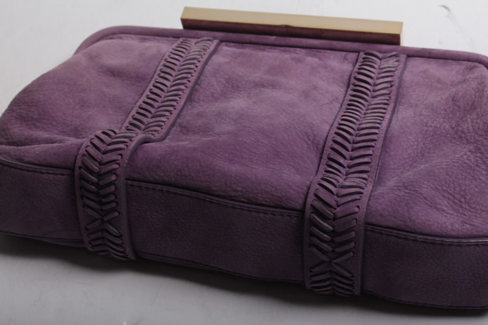 Tory Burch Purple Leather and Resin Clutch