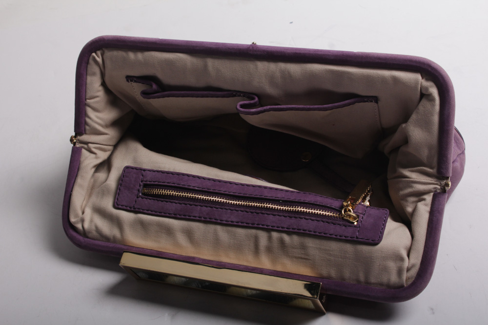 Tory Burch Purple Leather and Resin Clutch