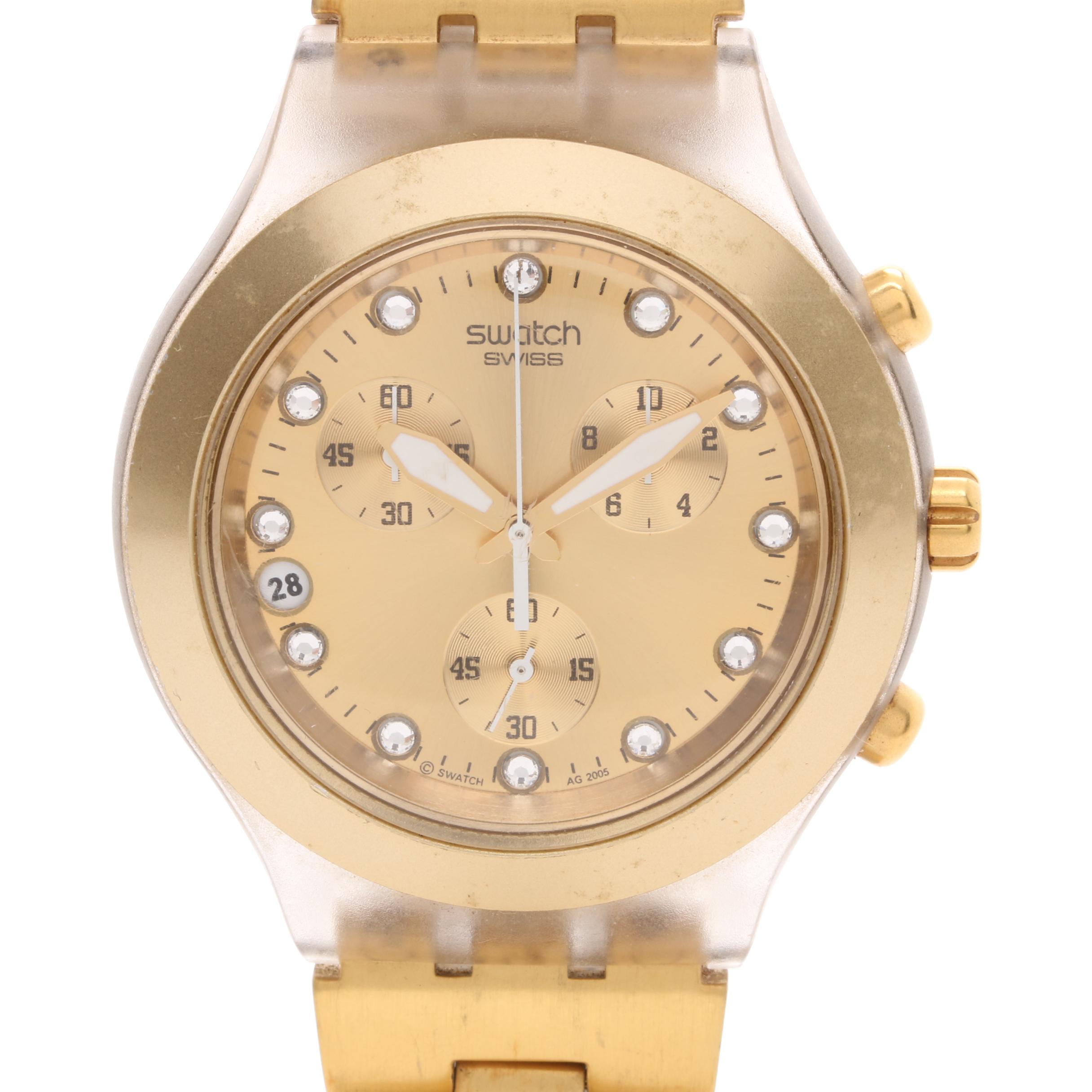 Swatch Glass Crystal Chronograph Watch