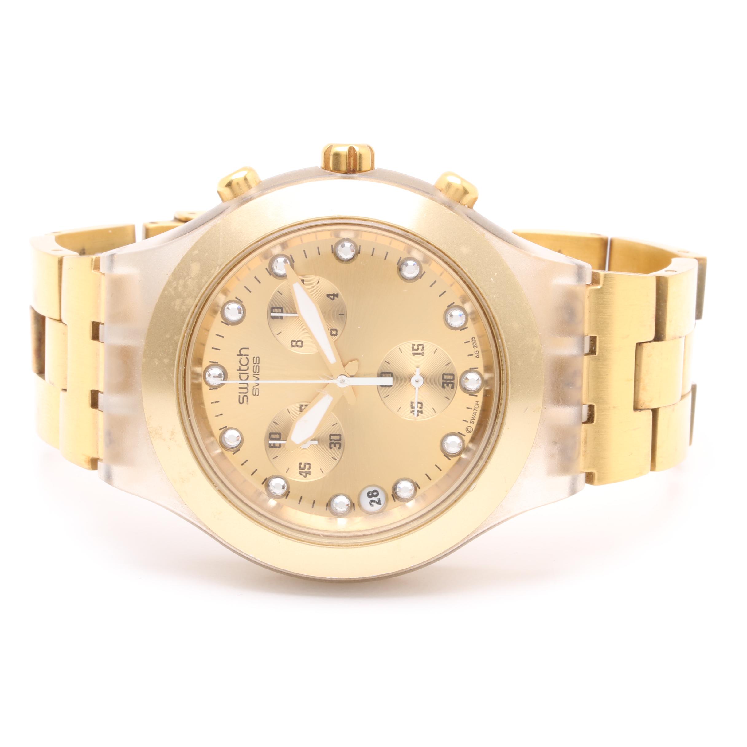 Swatch Glass Crystal Chronograph Watch