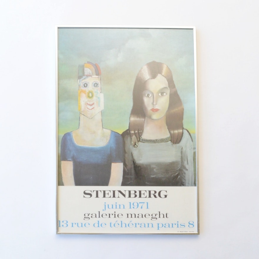 After Saul Steinberg Offset Lithograph Exhibition Poster