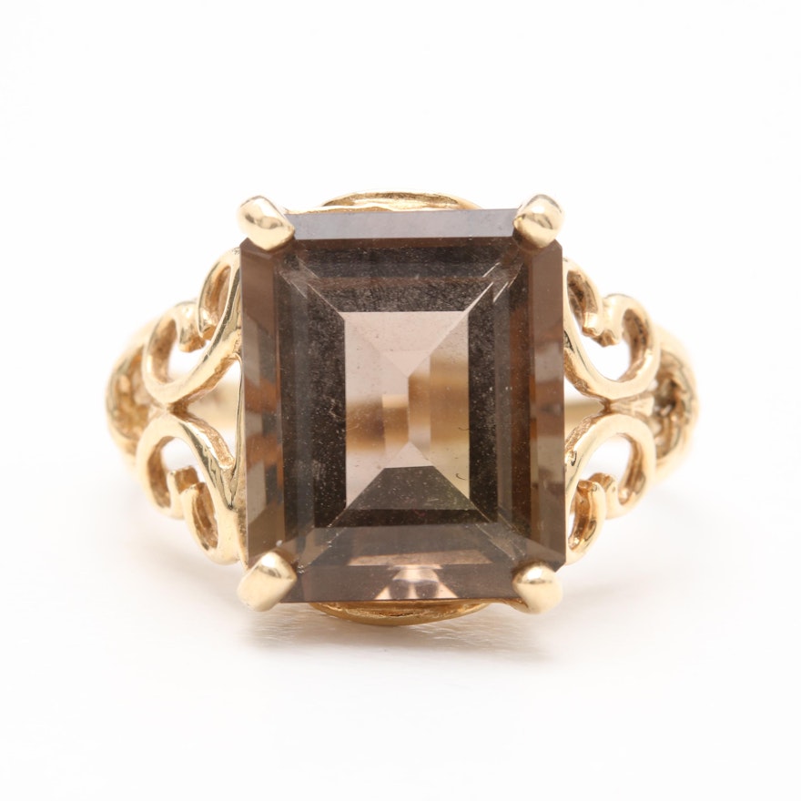 14K Yellow Gold Smoky Quartz Ring