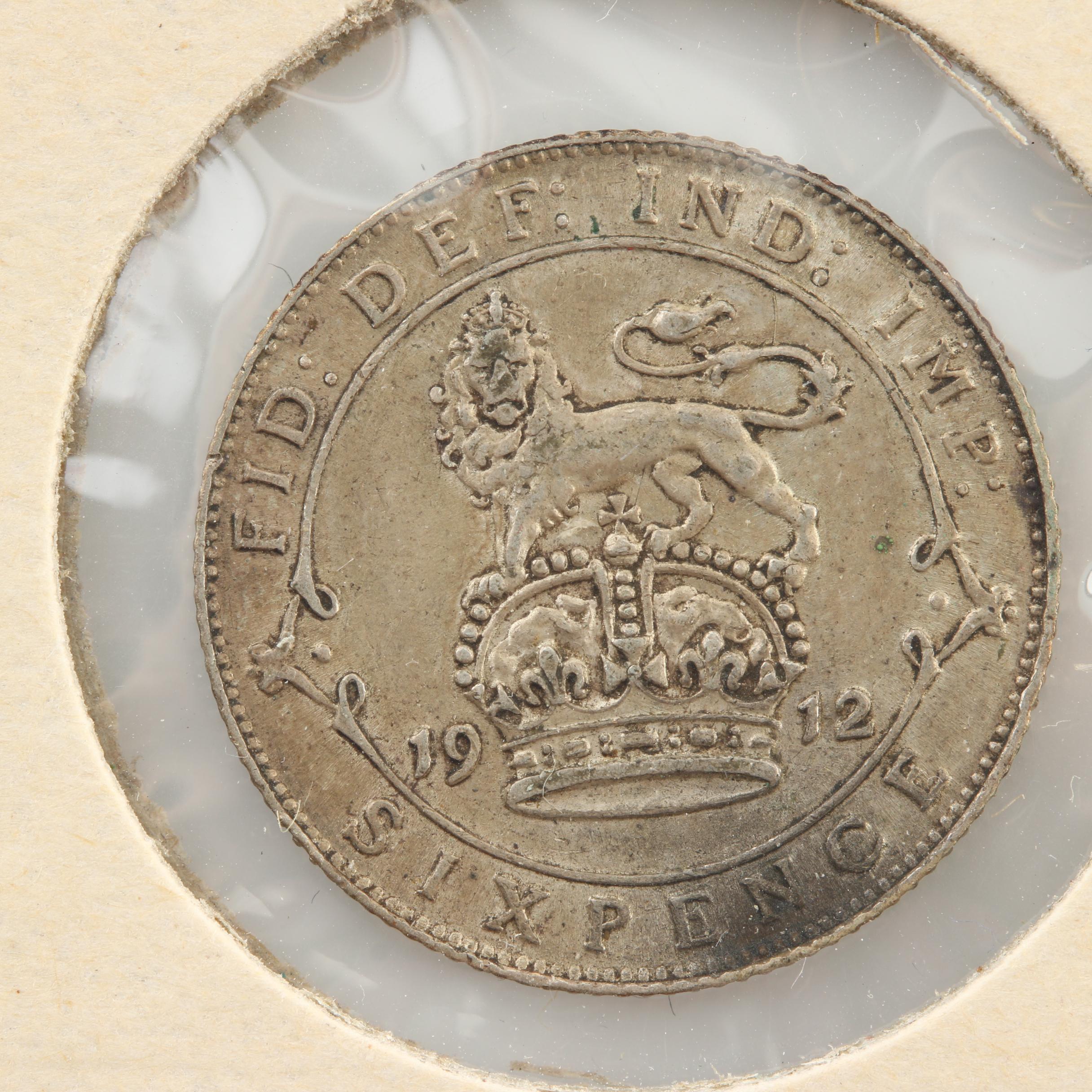 Six Antique to Vintage Great Britain Silver Six Pence Coins