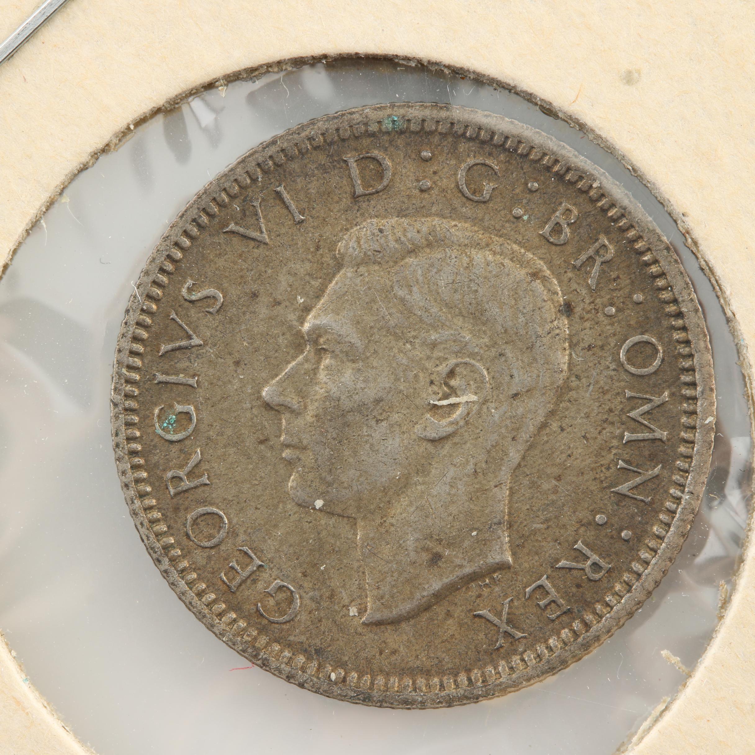 Six Antique to Vintage Great Britain Silver Six Pence Coins