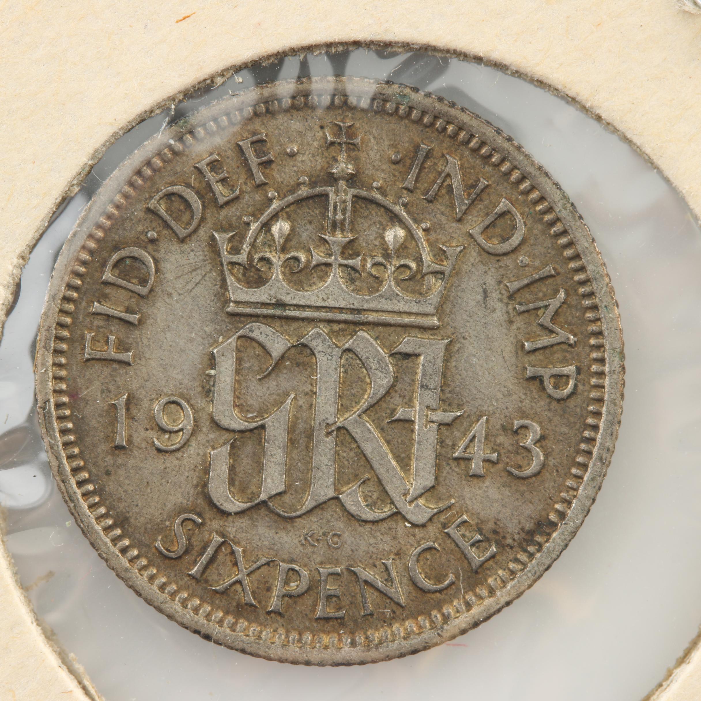 Six Antique to Vintage Great Britain Silver Six Pence Coins